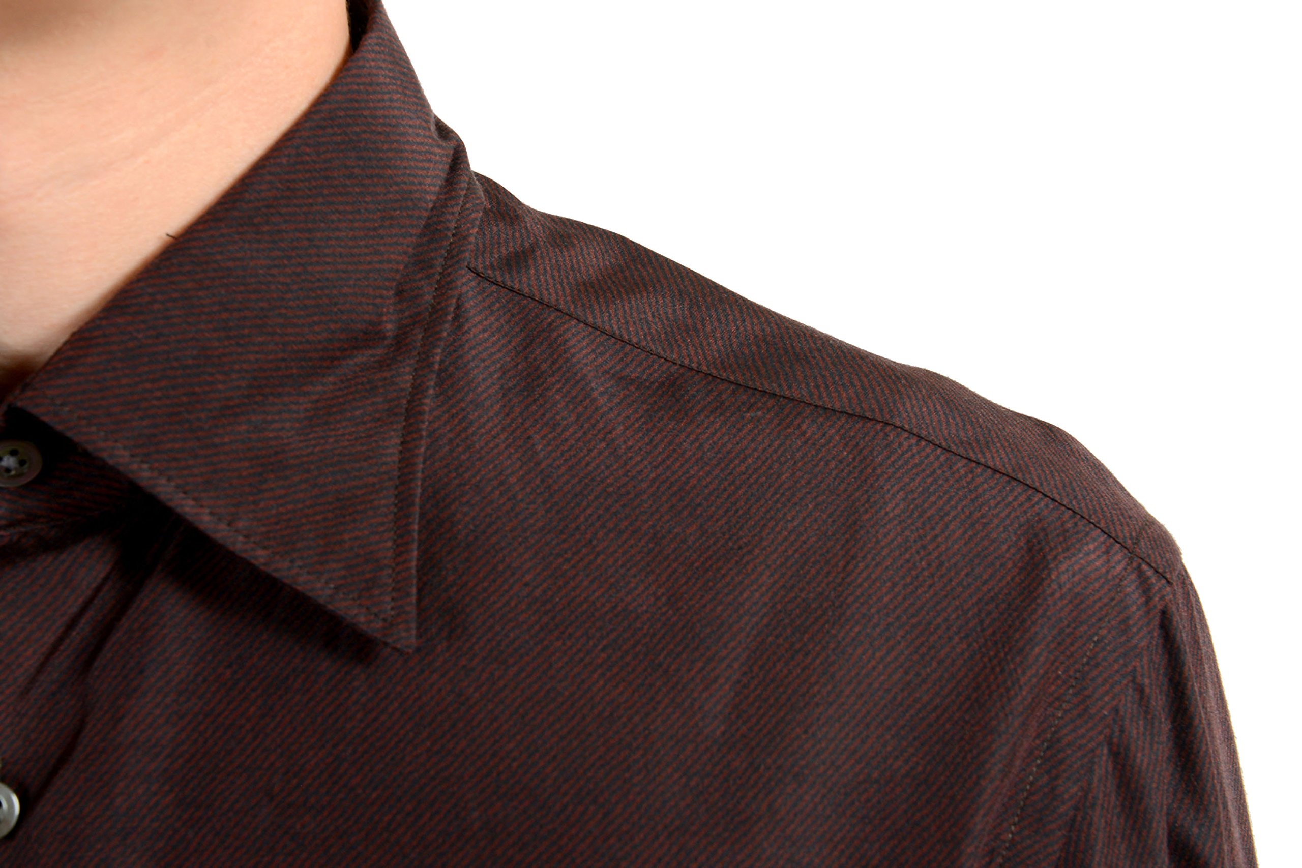 Emporio Armani Men's Striped Dress Shirt - Slim Fit Formal Business Shirt for Office, Wedding & Special Occasions | Premium Cotton Fabric with Stylish Striped Pattern