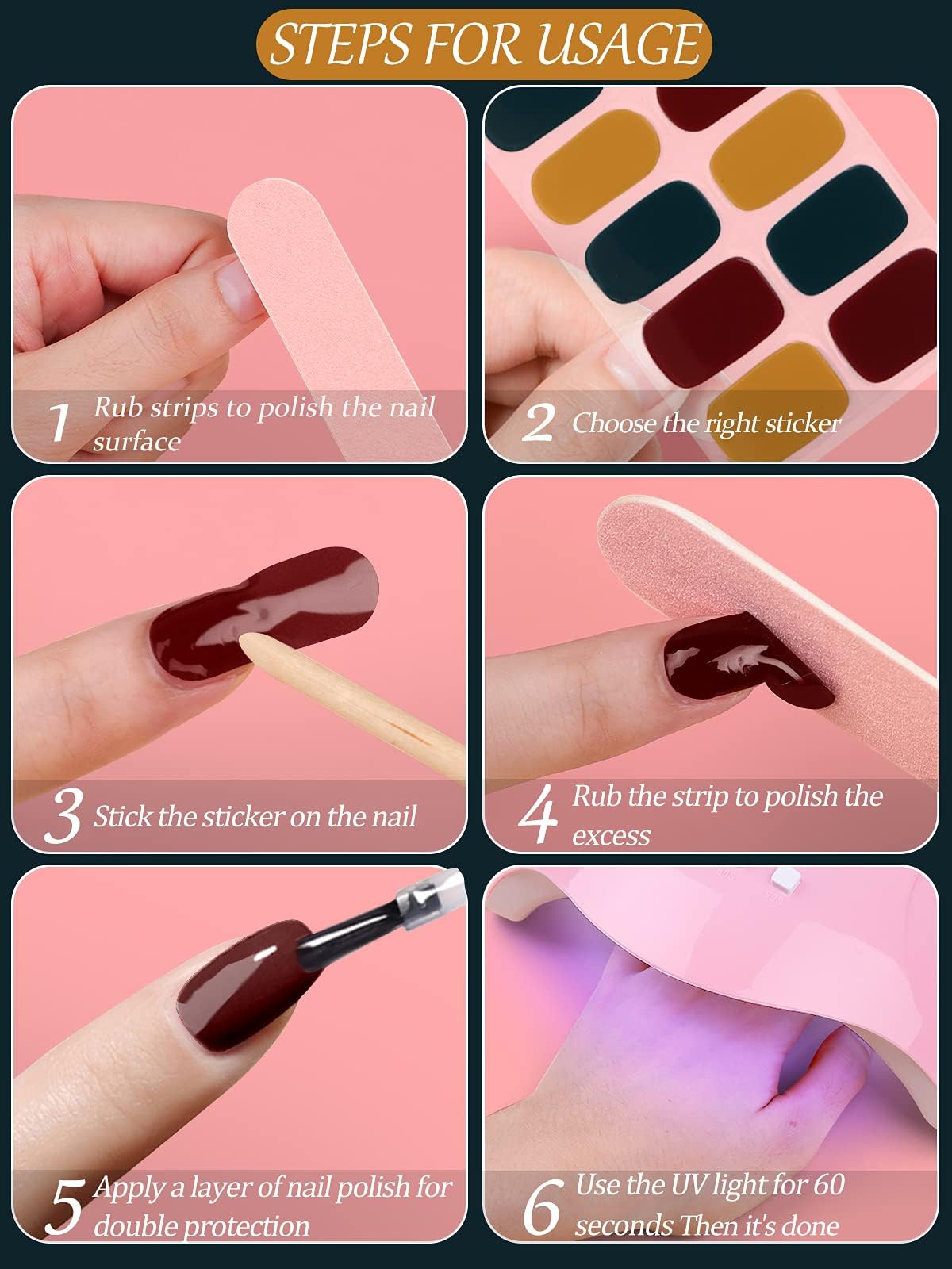Kalolary 20PCS Semi-Cured Gel Nail Strips - 3 Colors, Waterproof Nail Art Wraps for Women & Girls (UV/LED Required) - Perfect for Home Manicures & Salon Nail Art