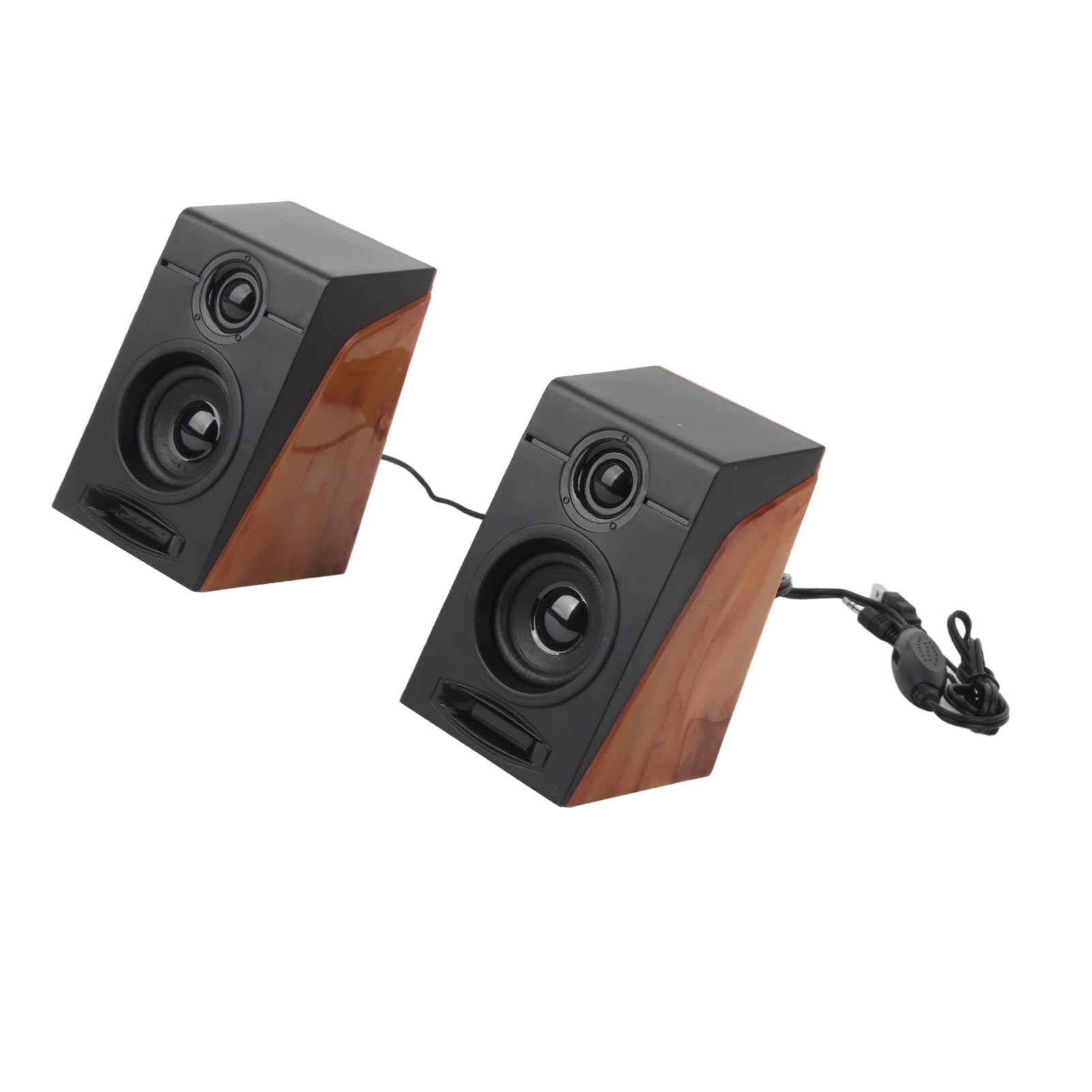 Wired HiFi Computer Speakers with Deep Bass, Wooden Design for Laptops, Phones, and TVs - Perfect for Home Office and Entertainment