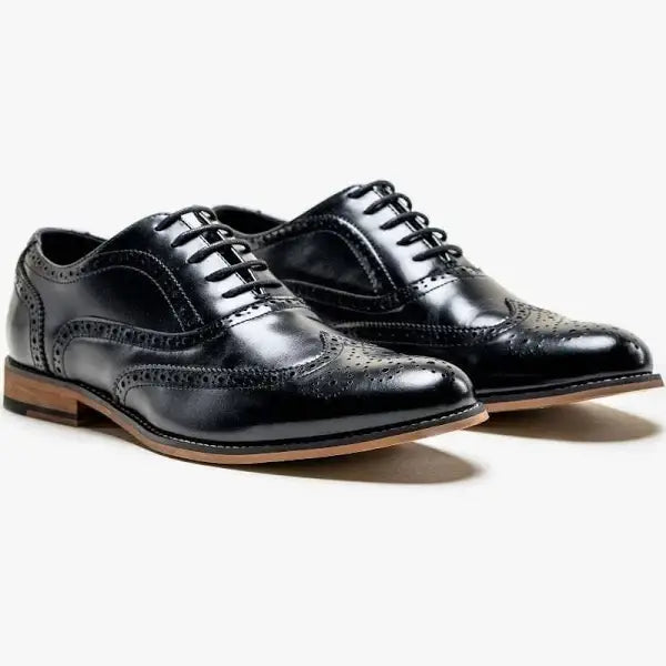 Cavani Men's Black Oxford Brogue Dress Shoes - Classic Formal & Business Attire for Weddings, Office & Special Occasions