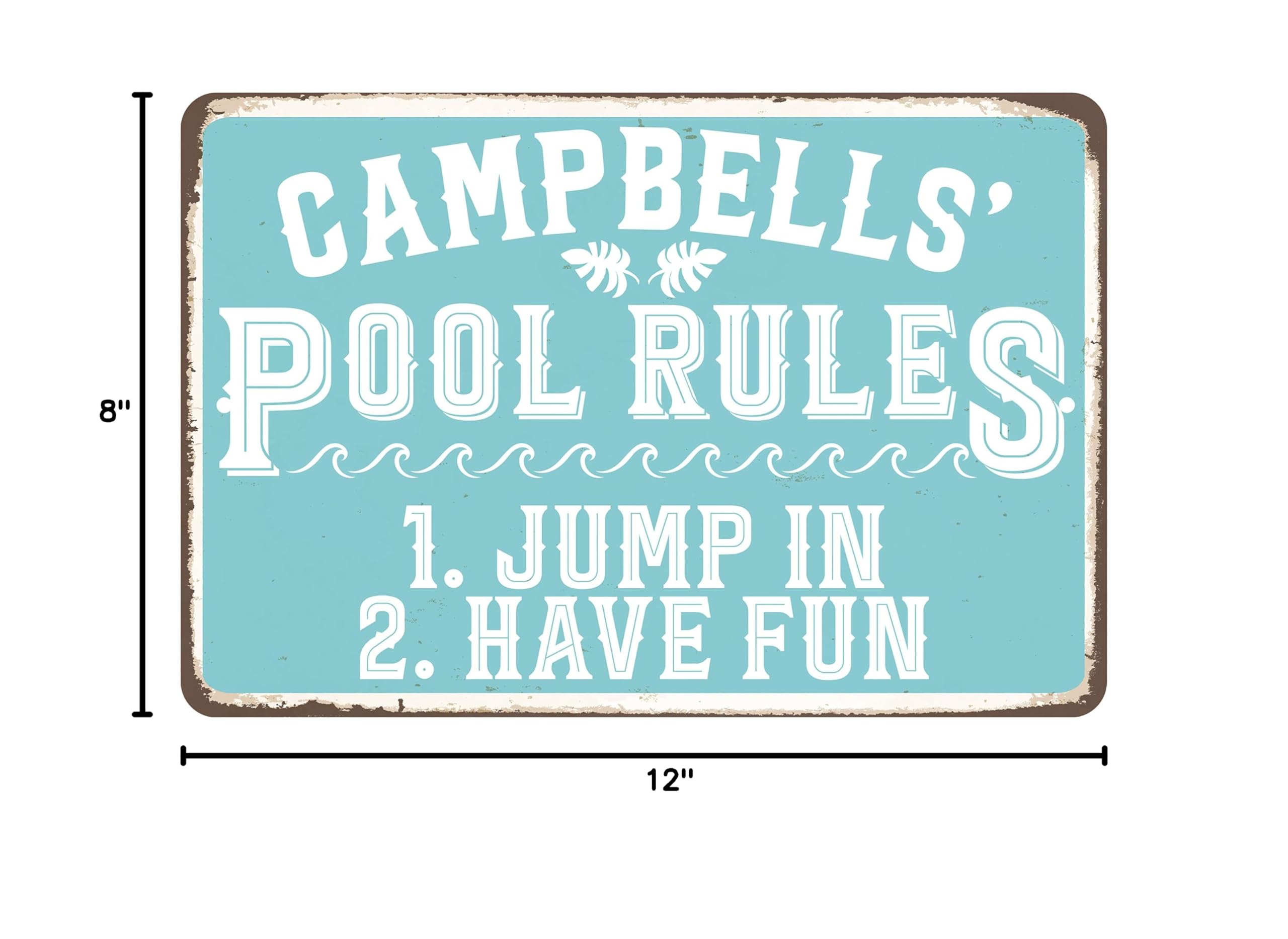 Personalized Pool Sign with Name - Custom Metal Sign for Garden, Patio, Hot Tub & Pool Deck | 7 Unique Designs | Funny Backyard Decor & Gift for Swimming Pool Owners | Perfect for Outdoor Decor, Housewarming & Pool Party Gifts