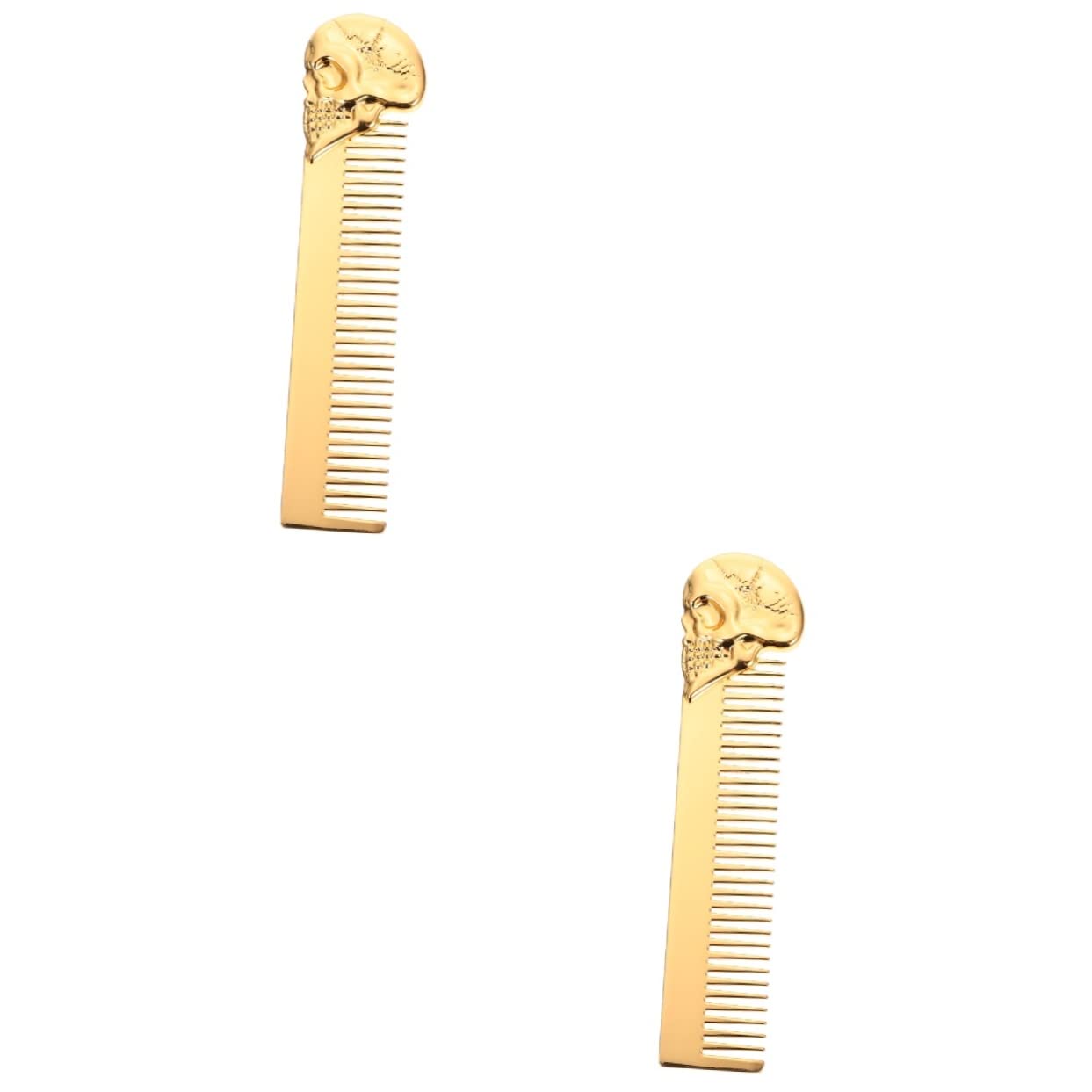 FOMIYES 2-Pack Skull Design Beard Comb for Men - Pocket Size Hair Straightener & Styling Comb for Short Beards - Retro Style Grooming Tool for Travel, Home & Barber Use
