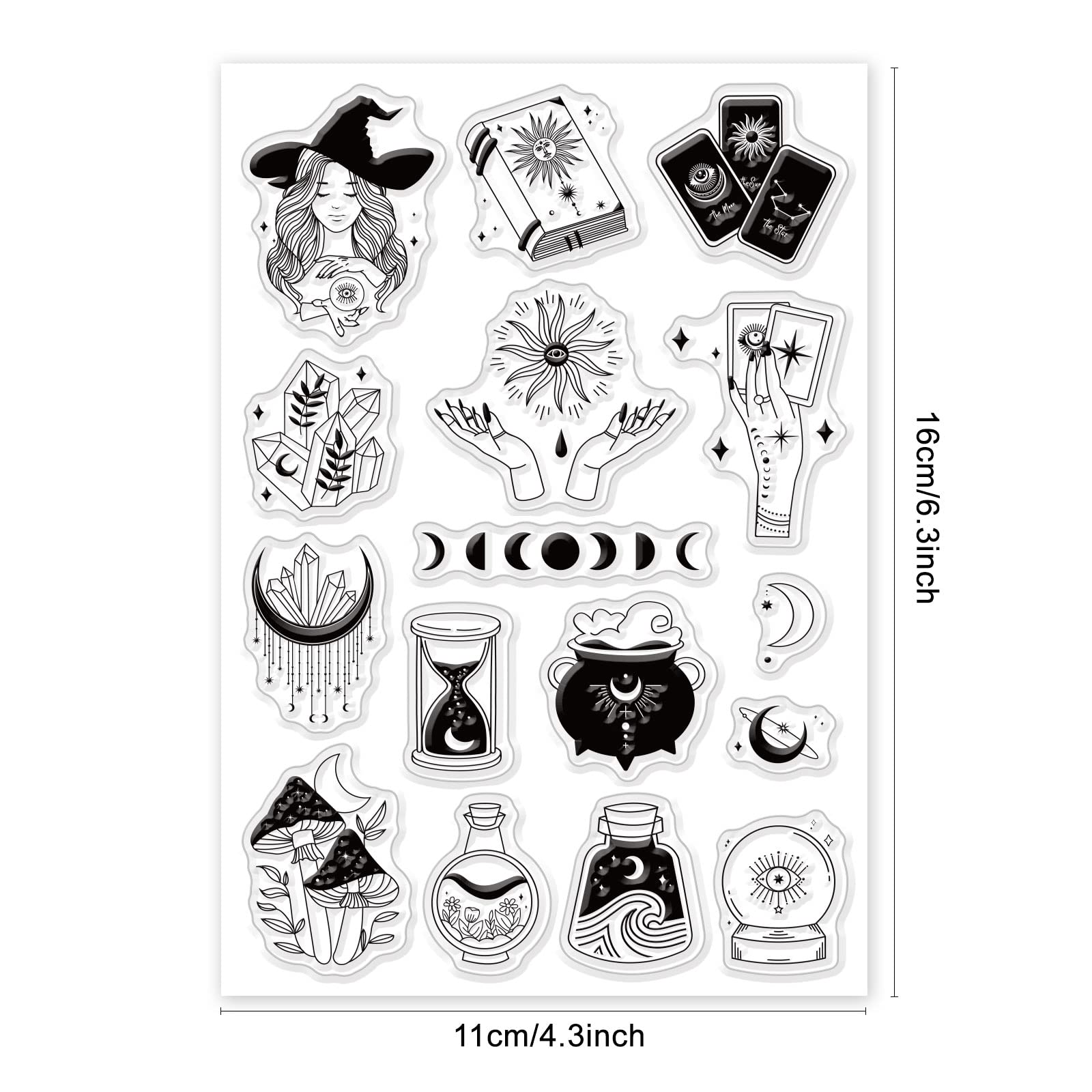 PH PandaHall Tarot Clear Stamp Set - Moon Witch Silicone Stamps for Card Making, DIY Scrapbooking & Photo Album Decoration (6.2x4.3 Inch) - Perfect for Journaling, Planner Decor & Handmade Greeting Cards