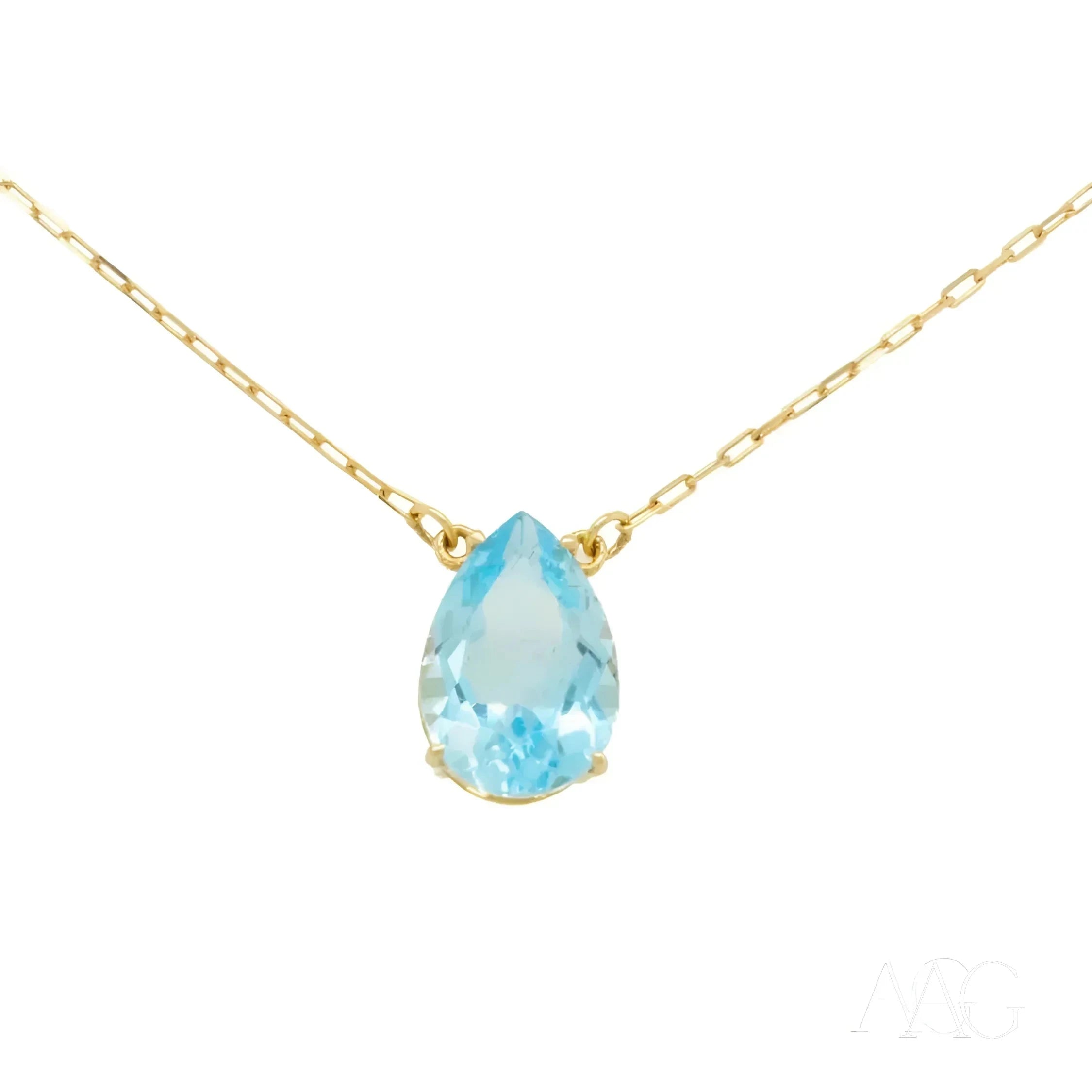 Radiant Blue Topaz 18K Gold Necklace for Women - Elegant Pendant Jewelry Gift for Birthday, Anniversary & Special Occasions