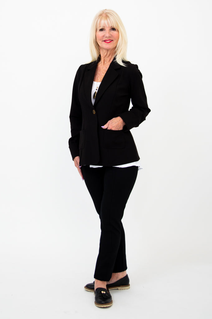 Anders Men's Slim Fit Blazer - Black Modal Blend Suit Jacket for Business, Office & Formal Events