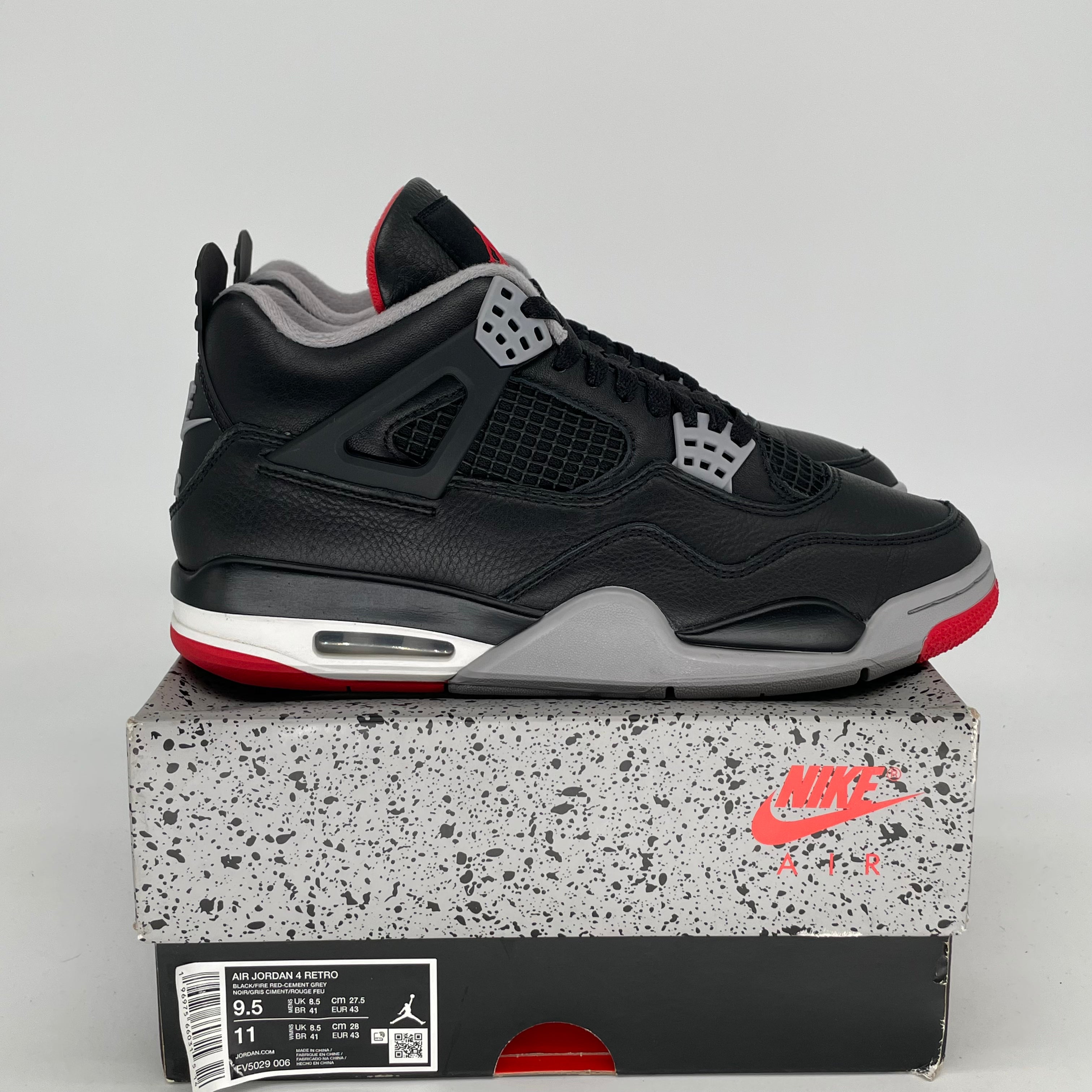 AIR JORDAN 4 BRED REIMAGINED Basketball Shoes - Men's Size 9.5/Women's Size 11 - Style FV5029-006 - Perfect for Streetwear & Sneaker Collectors
