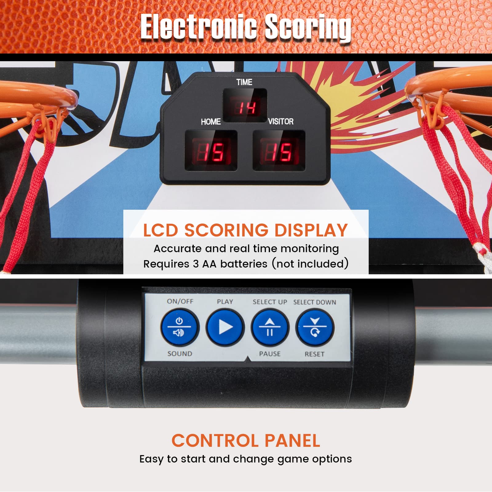 Foldable Dual Shot Basketball Arcade Game with Electronic Scoring - Indoor/Outdoor Fun for Kids & Adults