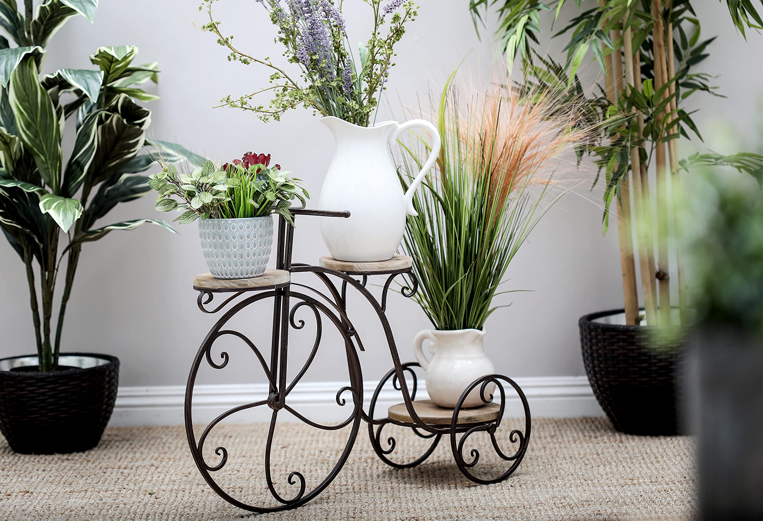 Deco 79 2-Tier Metal Bike Wall Shelf - Indoor Outdoor Plant Stand for Home & Garden Decor, 31