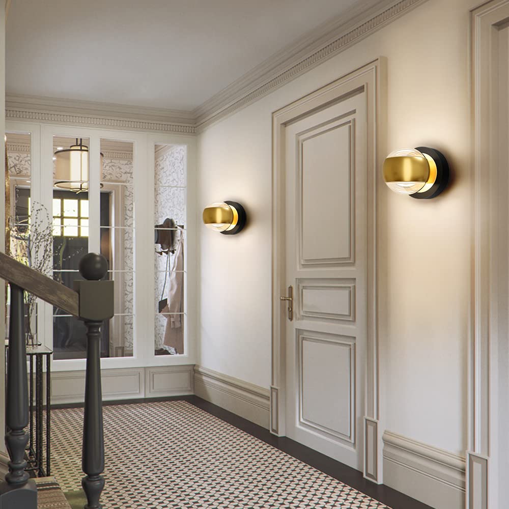 12W Modern LED Bathroom Vanity Light Fixture - Black Gold Wall Sconce with 3000K Warm White Light for Mirror Lighting | Perfect for Bathroom, Living Room & Bedroom Decor