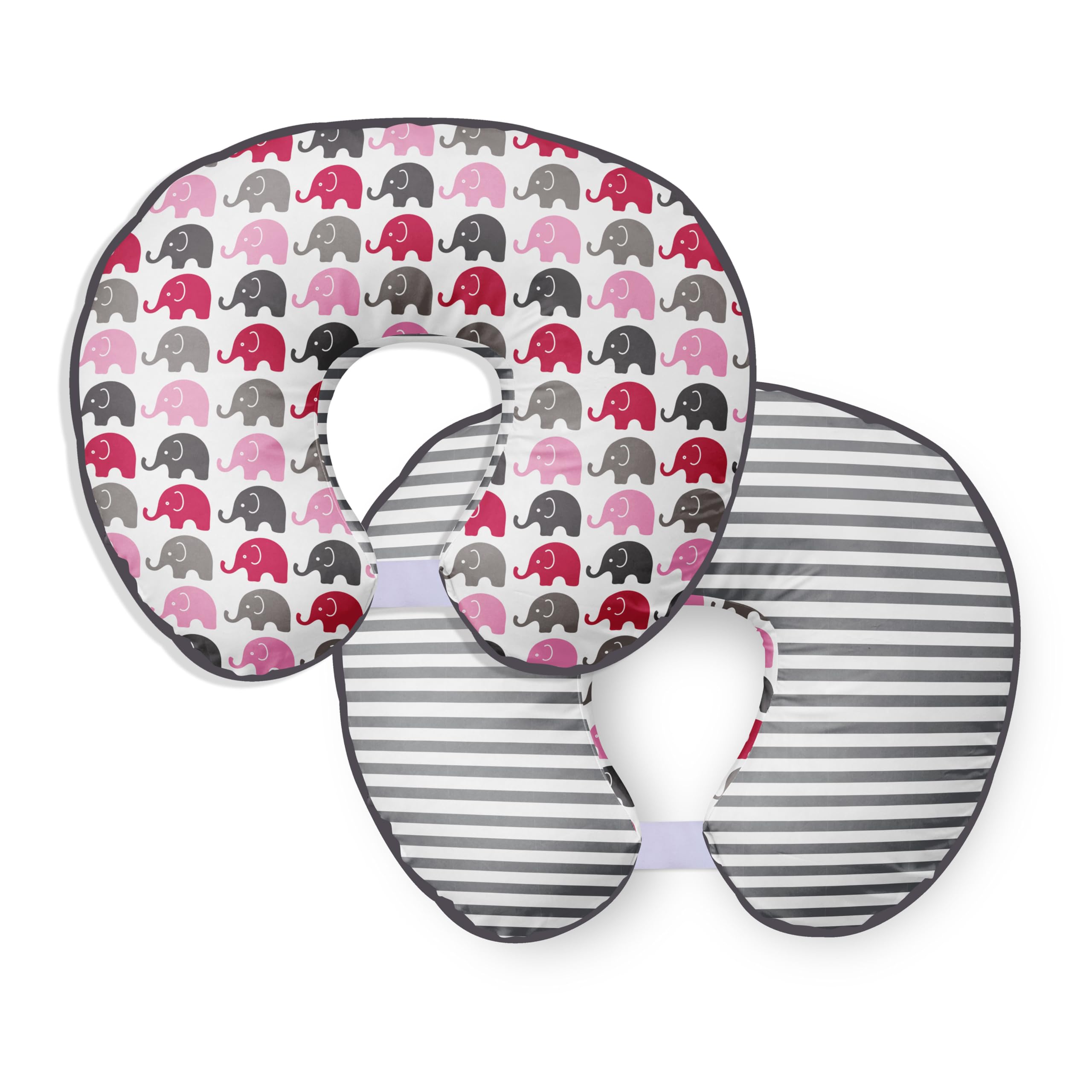 Bacati Ultra-Soft 100% Cotton Nursing Pillow Cover - Pink/Grey Two-Sided Design, Fits All Hugster Nursing Pillows & Positioners | Perfect for Breastfeeding, Baby Support & Comfortable Lounging