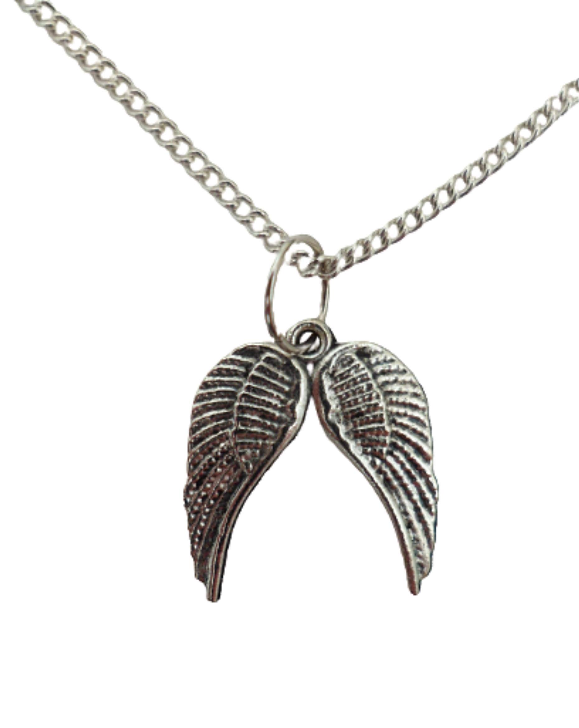 Silver Plated Twin Angel Wings Charm Pendant Necklace - Elegant Jewelry Gift for Women, Birthday, Anniversary & Special Occasions