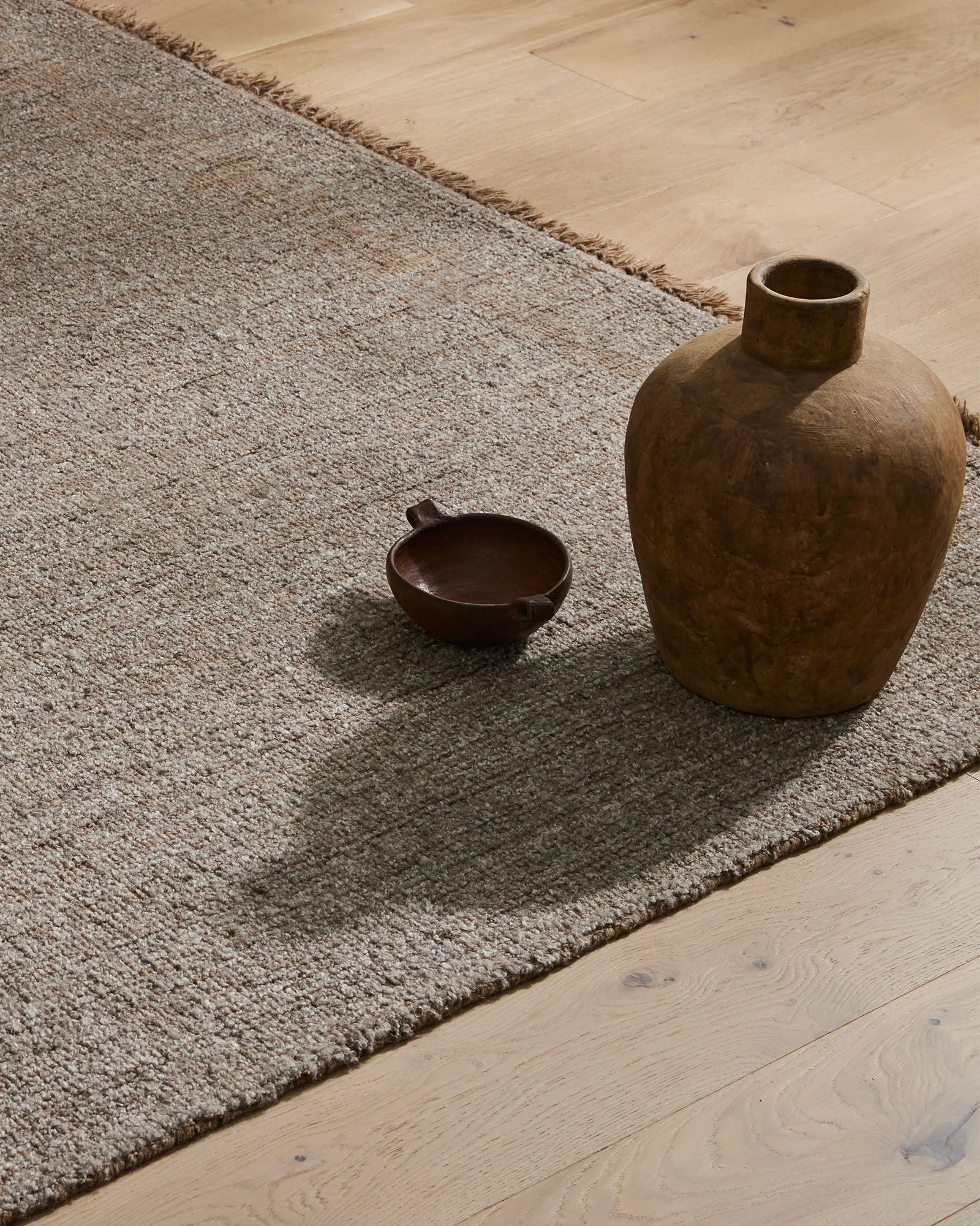 Handmade Puglia Rug in Soft Taupe - Boho Chic Area Rug for Living Room, Bedroom & Nursery
