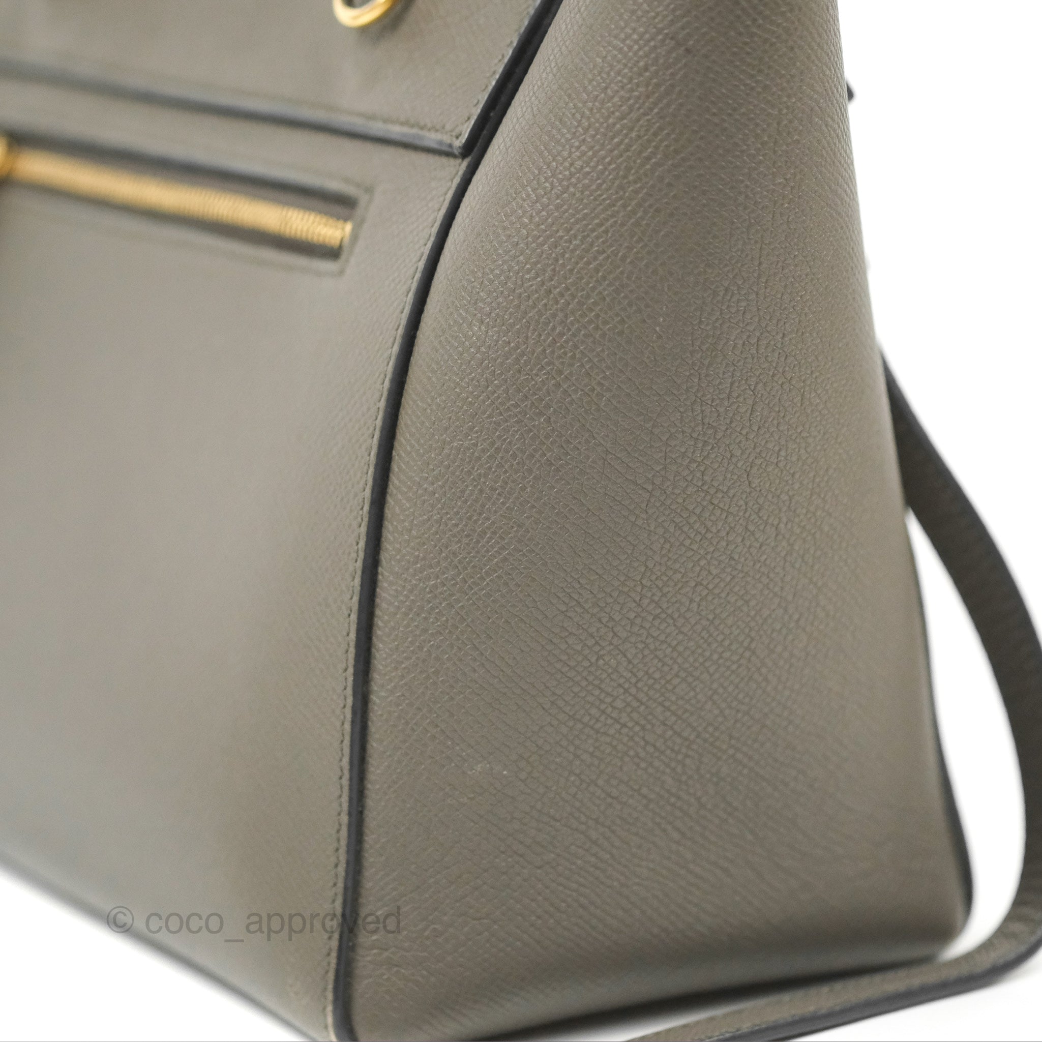 Celine Micro Belt Bag in Grey Grained Calfskin with Gold Hardware - Luxury Crossbody Bag for Women, Perfect for Work, Travel & Everyday Use