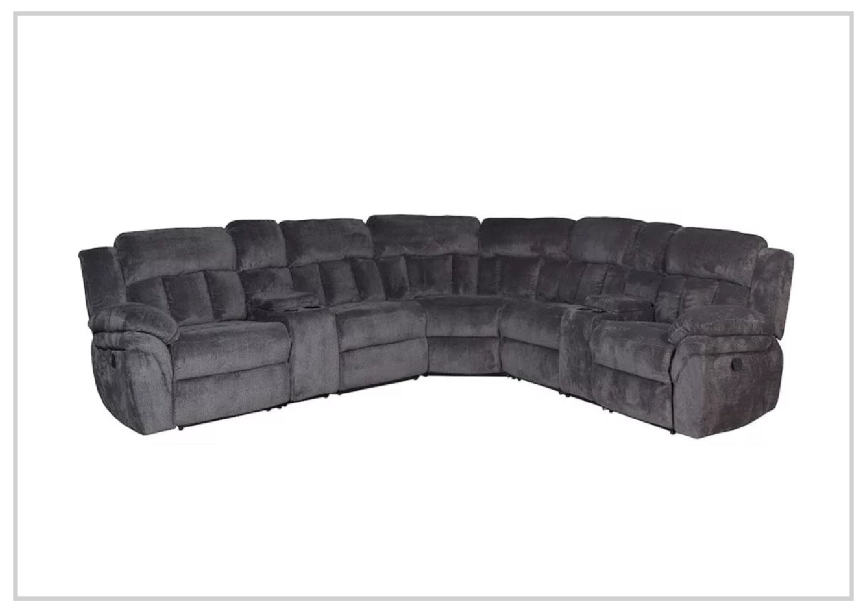 Klaussner McCobb 7-Piece Gray Recliner Sectional Sofa Set with Cup Holders - Modern L-Shaped Living Room Furniture for Home Theater & Family Gatherings