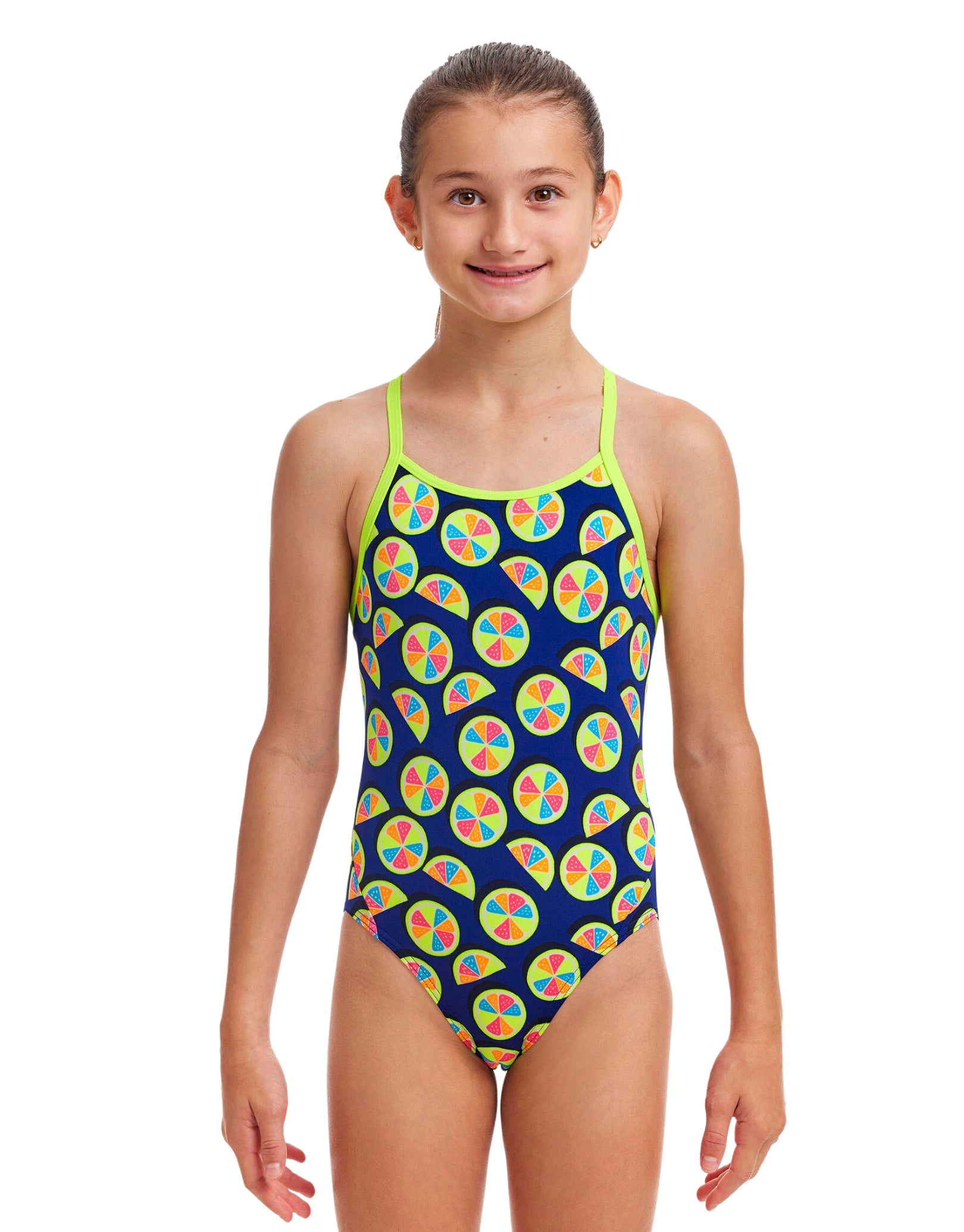 Lemon Diamond Back Swimsuit for Girls - Blue & Yellow Two-Tone Bikini | Perfect for Beach, Pool & Summer Vacations