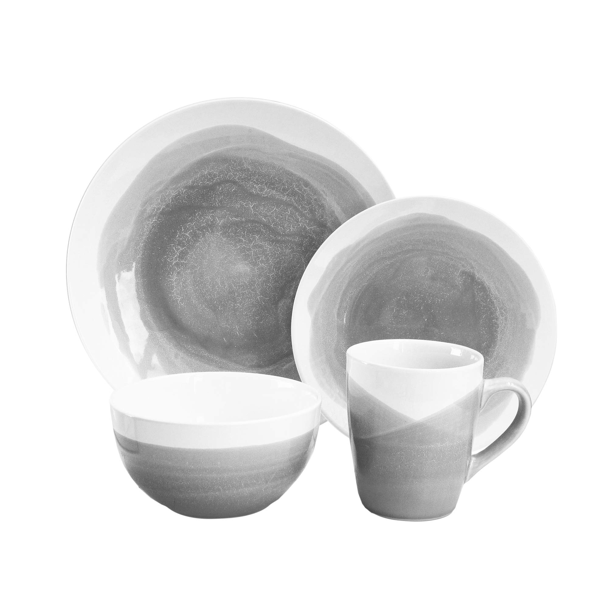 Premium 16-Piece Stoneware Dinnerware Set - Durable Charcoal Grey Round Plates & Bowls for Casual Dining | Dishwasher & Microwave Safe | Perfect for Everyday Meals, Dinner Parties & Family Gatherings