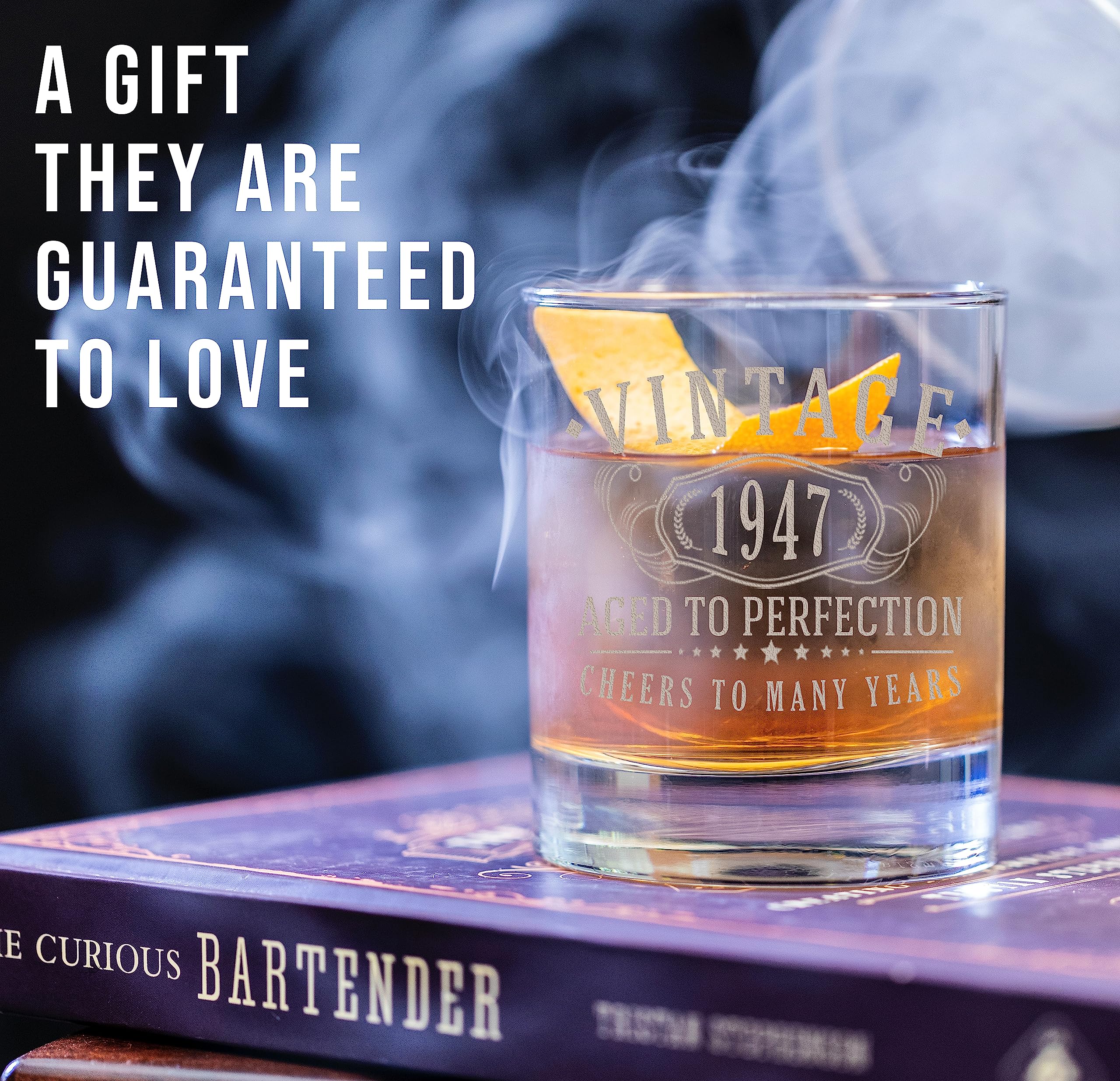 Vintage 1947 Etched 11oz Whiskey Glass Set - Unique 78th Birthday Gift for Men, Dad & Grandpa - Personalized Engraved Bourbon Glasses - Cheers to 78 Years - Perfect for Whiskey Tasting, Anniversary Celebrations & Retirement Parties