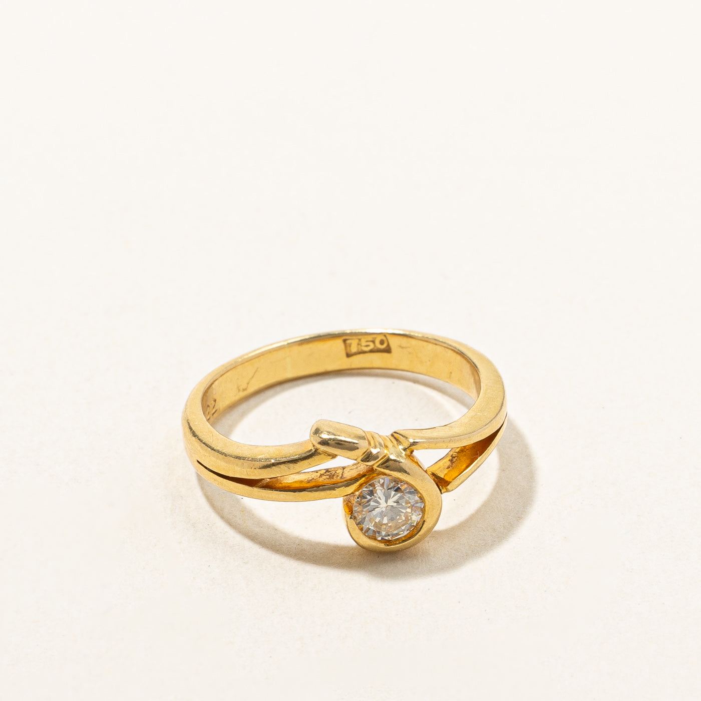 0.22ct Bezel Set Diamond Abstract Ring - Size 4.25 | Elegant Stackable Jewelry for Women, Perfect for Weddings, Anniversaries & Everyday Wear