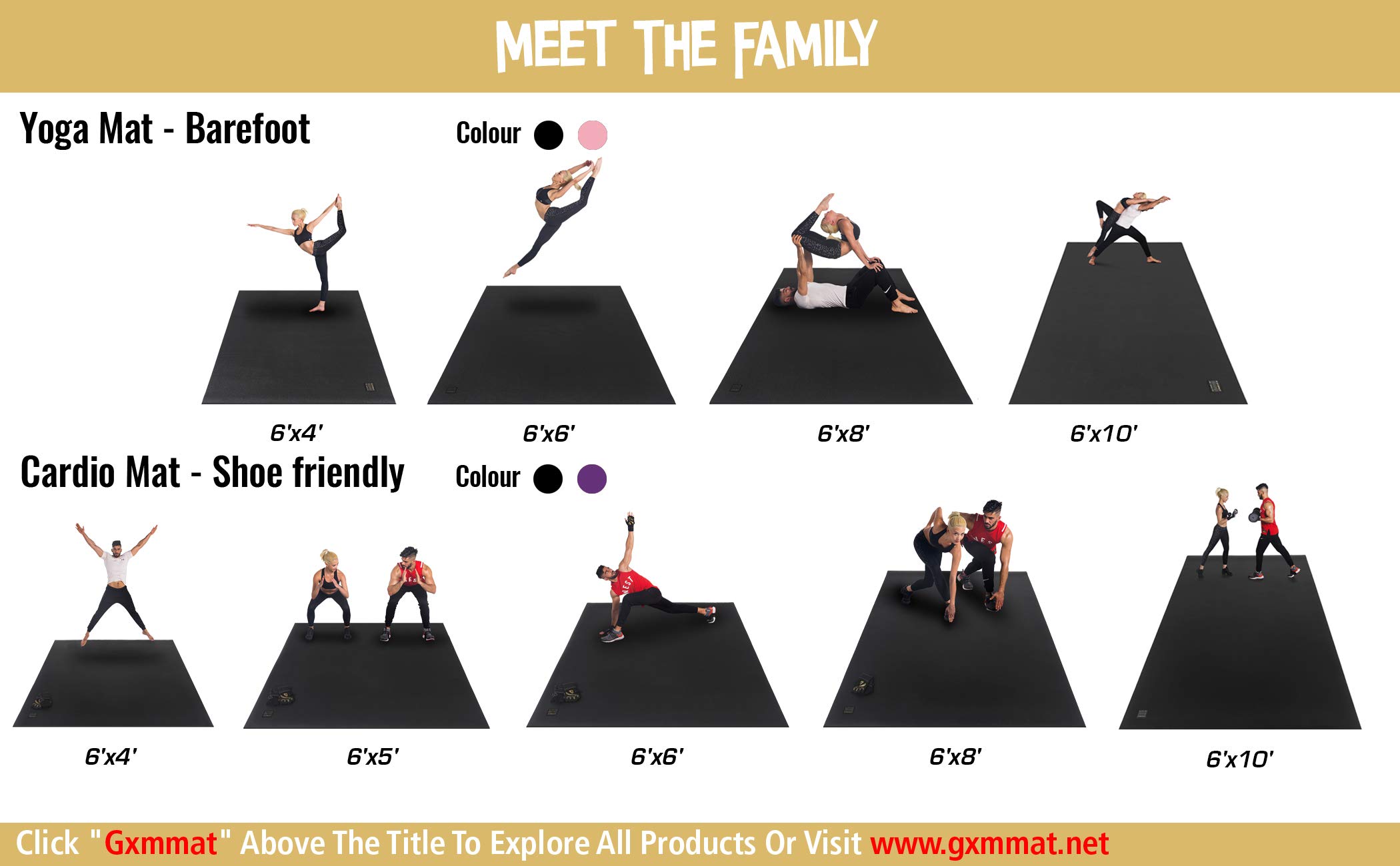GXMMAT Extra Thick 7mm Large Yoga Mat (12'x6'/10'x6'/6'x8') - Non-Slip, Quick Resilient Exercise Mat for Home Gym, Pilates, Stretching & Meditation - Perfect for Barefoot Workouts, Floor Protection & Comfortable Fitness Sessions