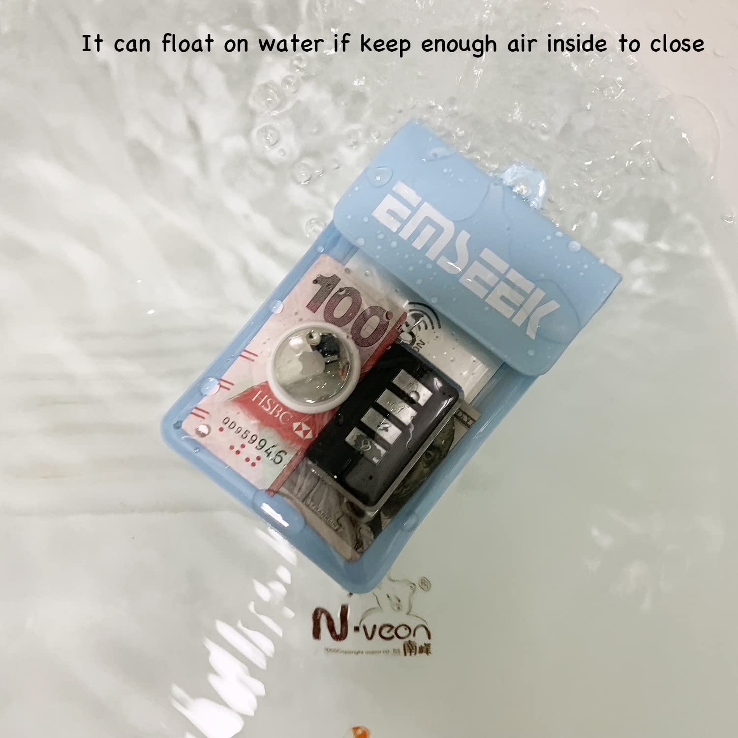 EMSEEK Waterproof Wallet - Waterproof Key Holder Pouch for Car Keys, Cash, Cards, ID & Driver's License - Surf, Swim & Outdoor Dry Case (Ideal for Beach, Pool, Travel & Water Sports)