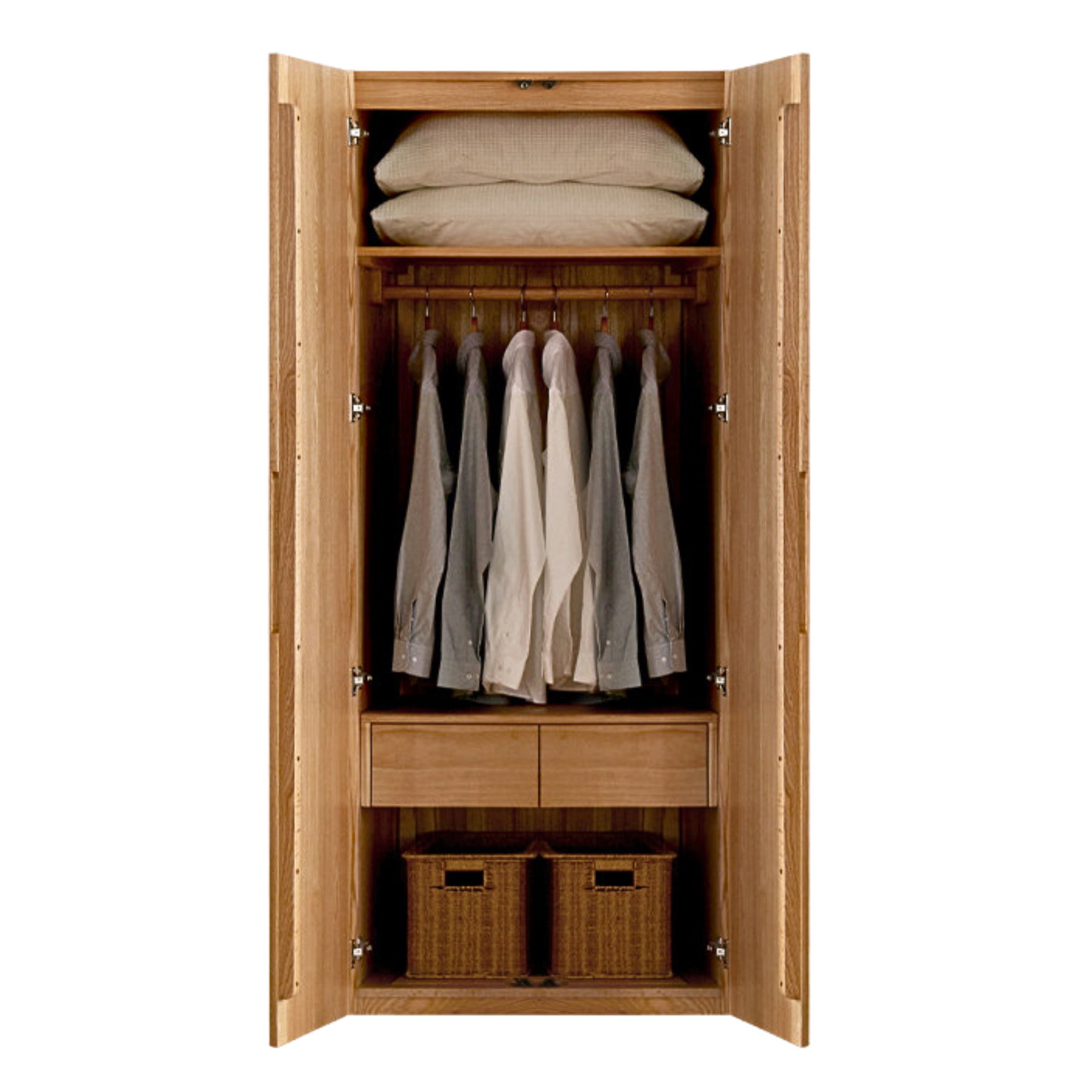 Solid Oak Wood Wardrobe - Premium Quality, Spacious Storage for Bedroom, Closet & Home Organization
