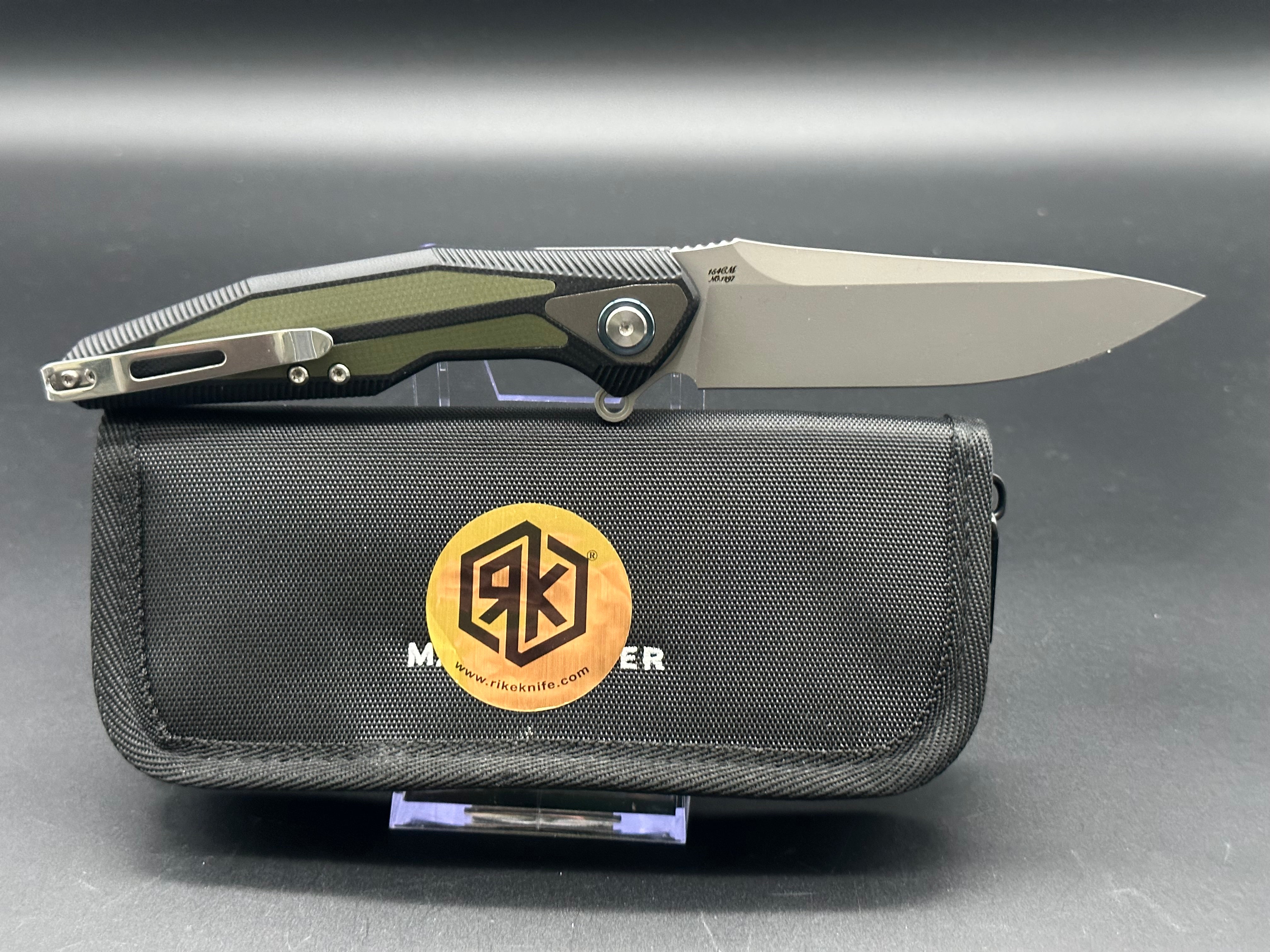 Rike Tulay Integral Folding Knife - Black/Green G10 Handle - EDC, Outdoor, Camping, Survival Gear
