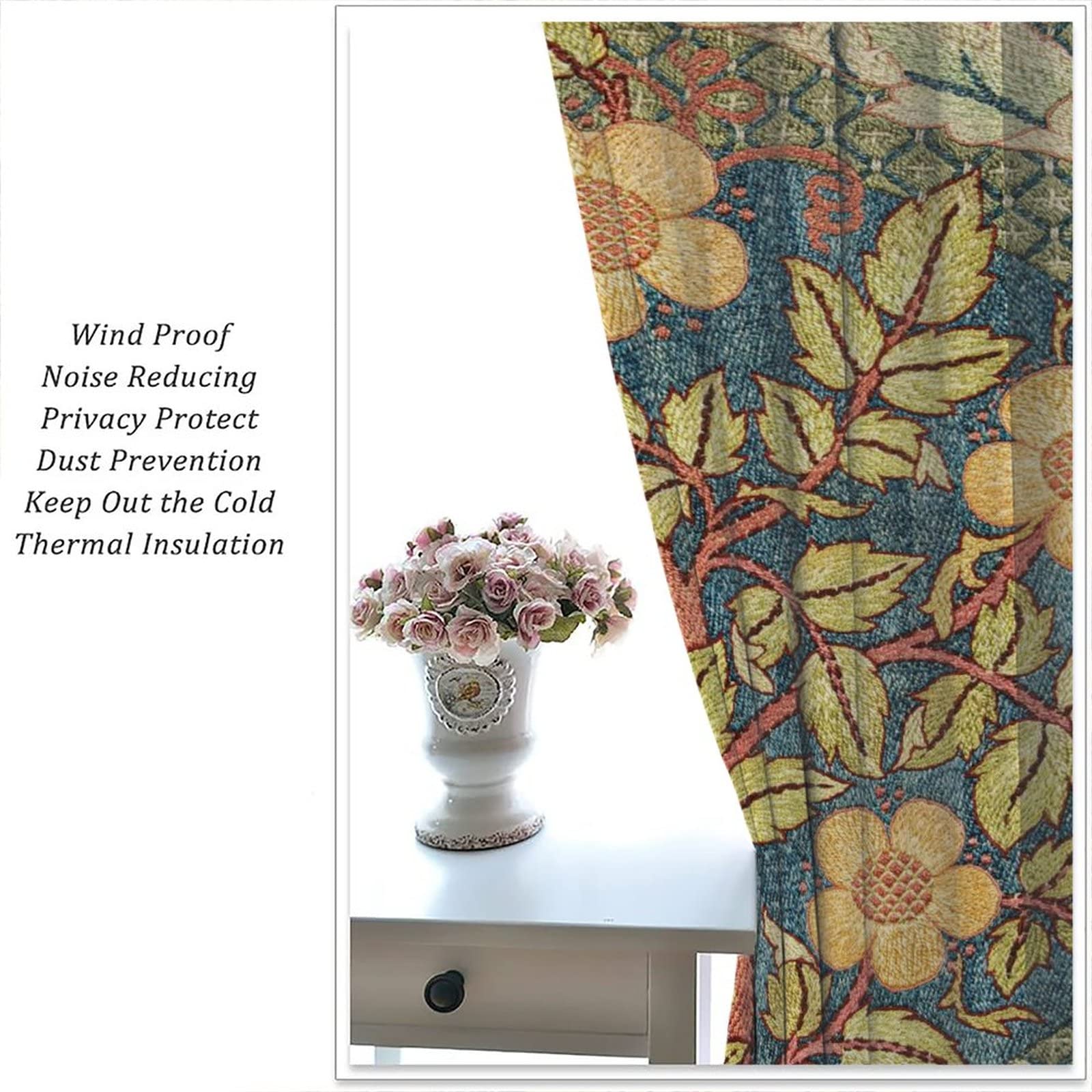 Blackout Curtain Panels 42x45 Inch - Boho Vintage Art Pattern for Bedroom & Living Room | Light Blocking, Noise Reducing Window Drapes for Better Sleep & Privacy