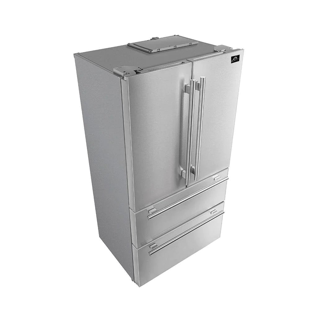 Forno Moena 36 Inch French Door Counter Depth Refrigerator - Stainless Steel FFRBI1820 36SB | Energy Efficient Kitchen Appliance for Modern Homes