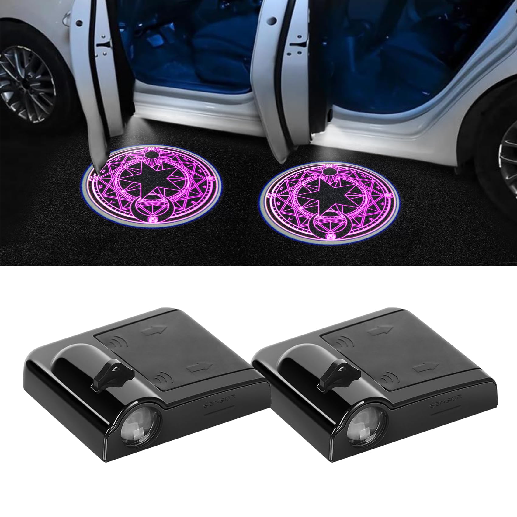 2PCS Universal Car Door Projector Lights - LED Logo Ghost Shadow Welcome Lights for Cars, Trucks & SUVs | Wireless Courtesy Step Lights for Enhanced Safety & Style at Night