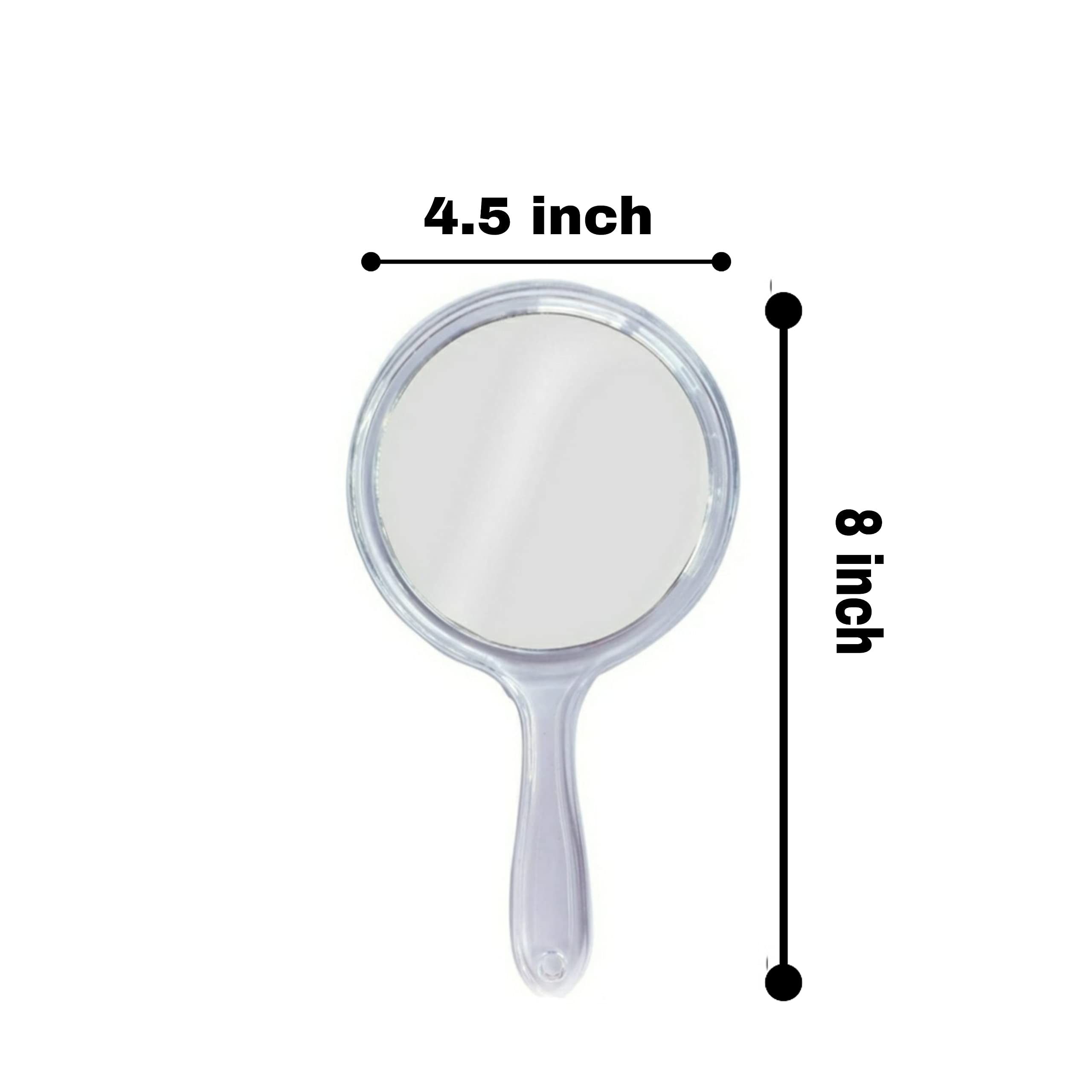 Silver Round Acrylic Handheld Makeup Mirror with Magnifier - 8x4.5 Inch Dual-Sided Beauty Mirror for Bathroom, Dressing Table, Shaving & Travel | Perfect for Salon, Home & On-the-Go Use
