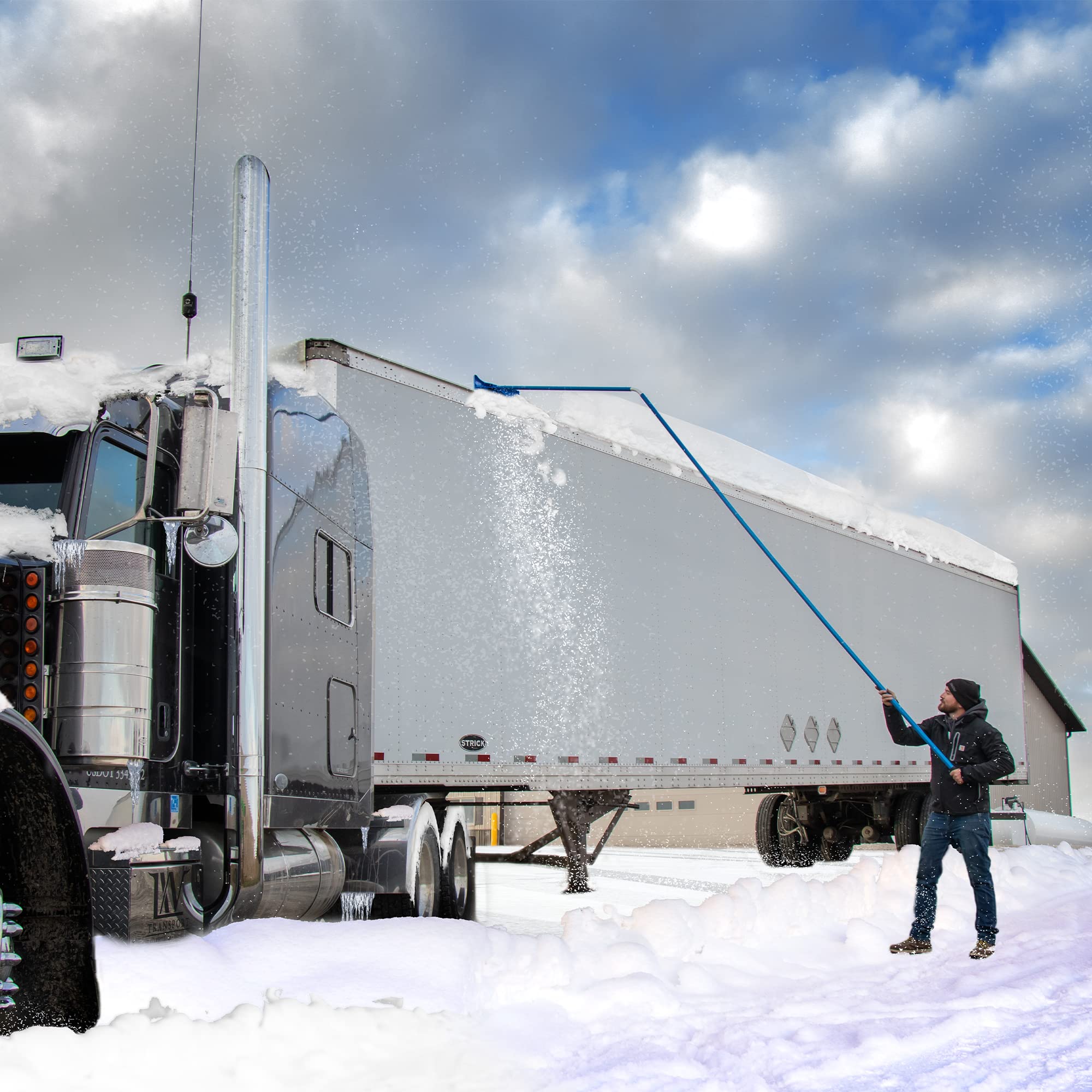 BRR2000 Avalanche Big Rig Snow Rake - 15.5-Foot Extendable Snow Removal Tool for Semi-Trailers, Buses, RVs & Vans | Snap-Together Assembly | Heavy-Duty Winter Vehicle Cleaner | Perfect for Truckers, Fleet Maintenance & Snowy Road Trips