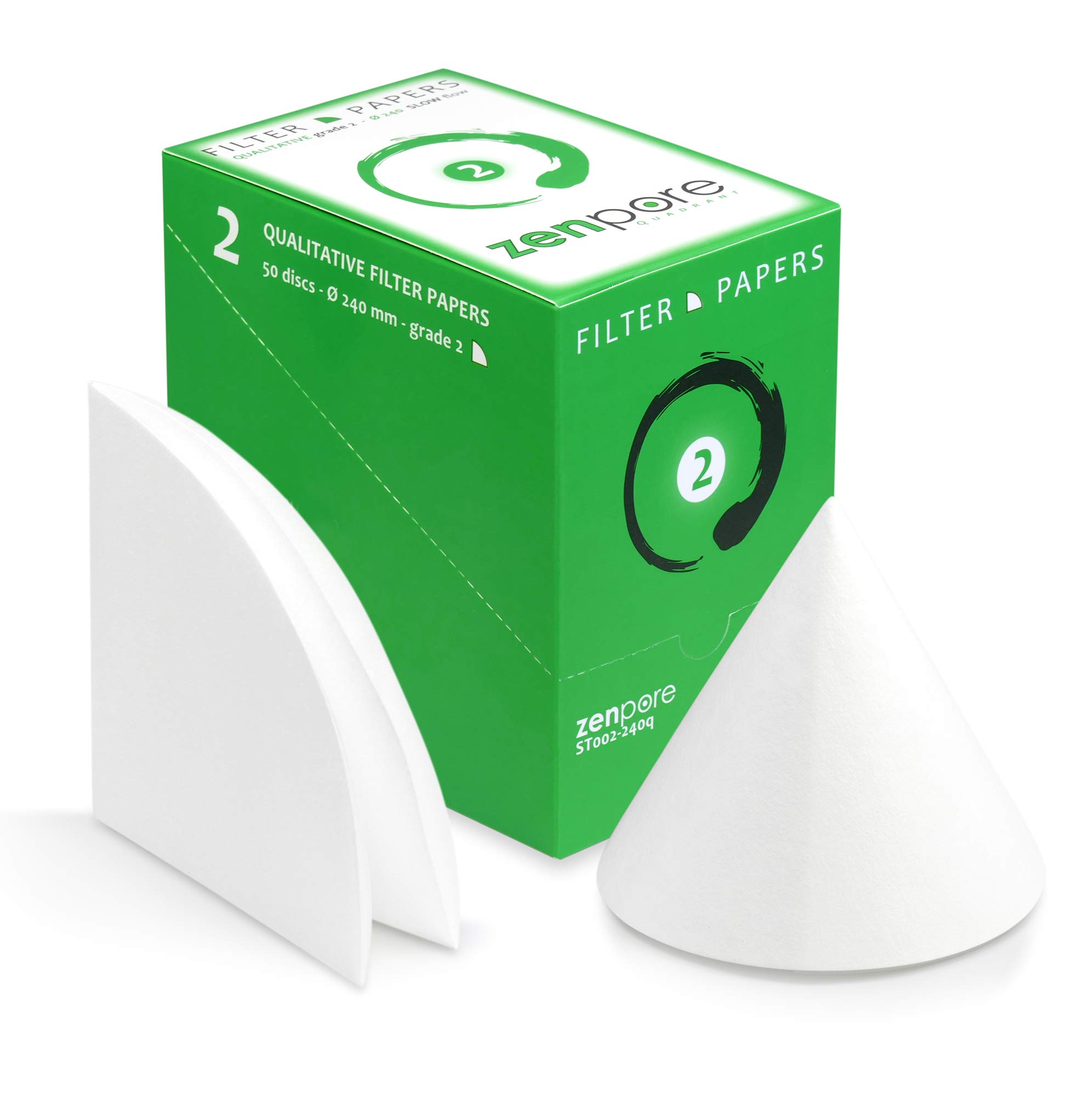 Premium Qualitative Filter Paper 24 cm - Grade 2 Slow Flow 240mm (50 Discs) - ZENPORE Lab Filtration for Chemistry, Biology & Environmental Testing
