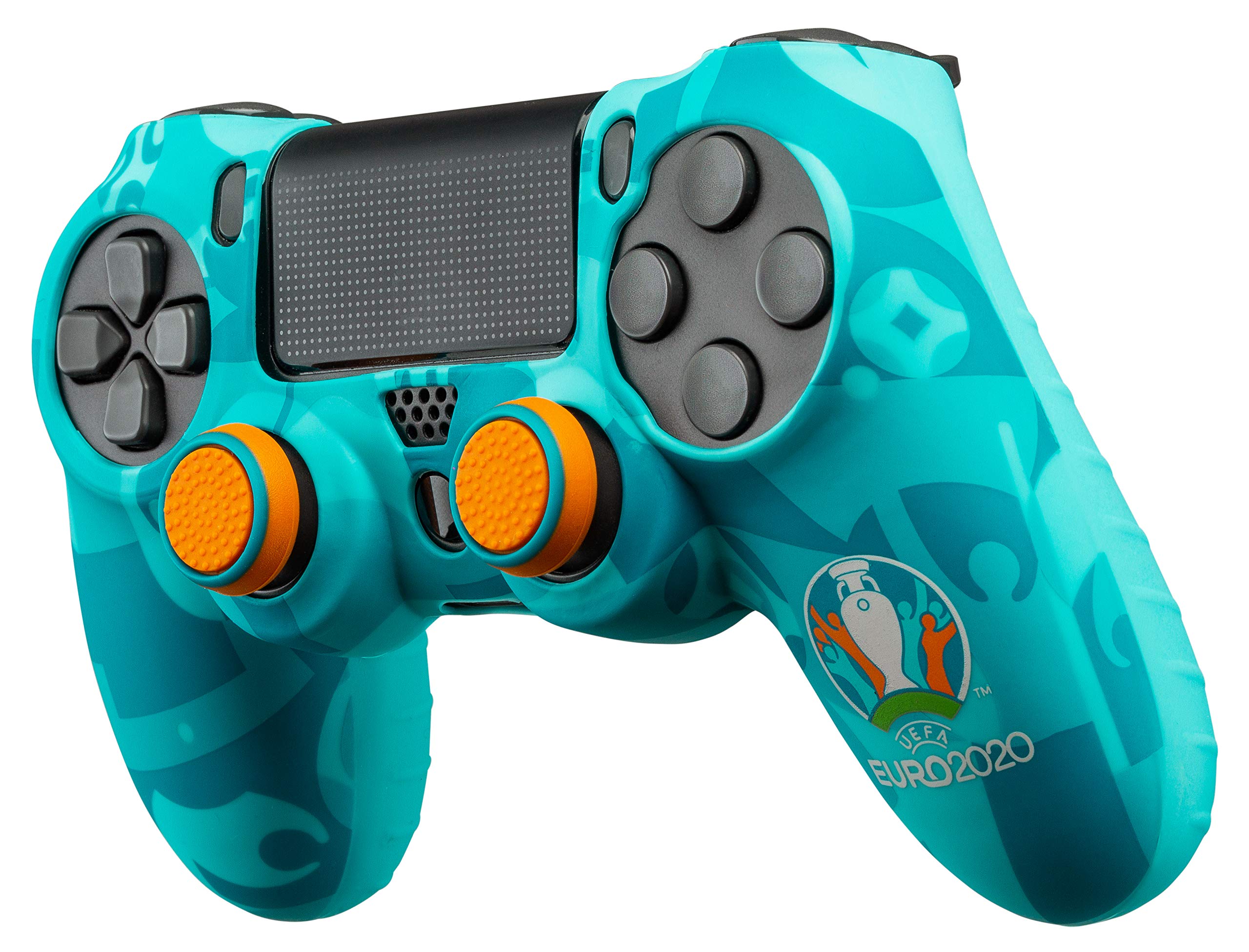 Qubick PS4 UEFA Euro 2020 Controller Skin - Blue Silicone Cover with Non-Slip Grip & Protective Function | Perfect for Gaming Tournaments & Long Play Sessions