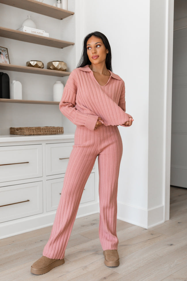 Stylish Mauve Knit Pants for Women - Comfortable & Durable Lounge Pants for Travel, Yoga & Relaxation at Home | Final Sale
