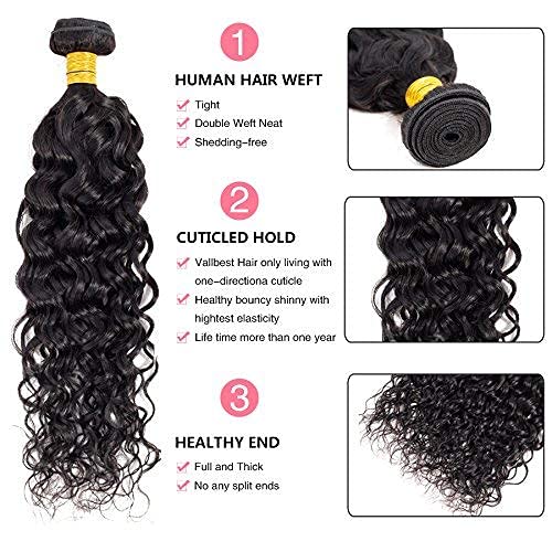 20Inch Brazilian Virgin Human Hair Bundles - Water Wave Hair Extensions 100g Natural Black for Styling & Volume | Perfect for Daily Wear, Parties & Special Occasions