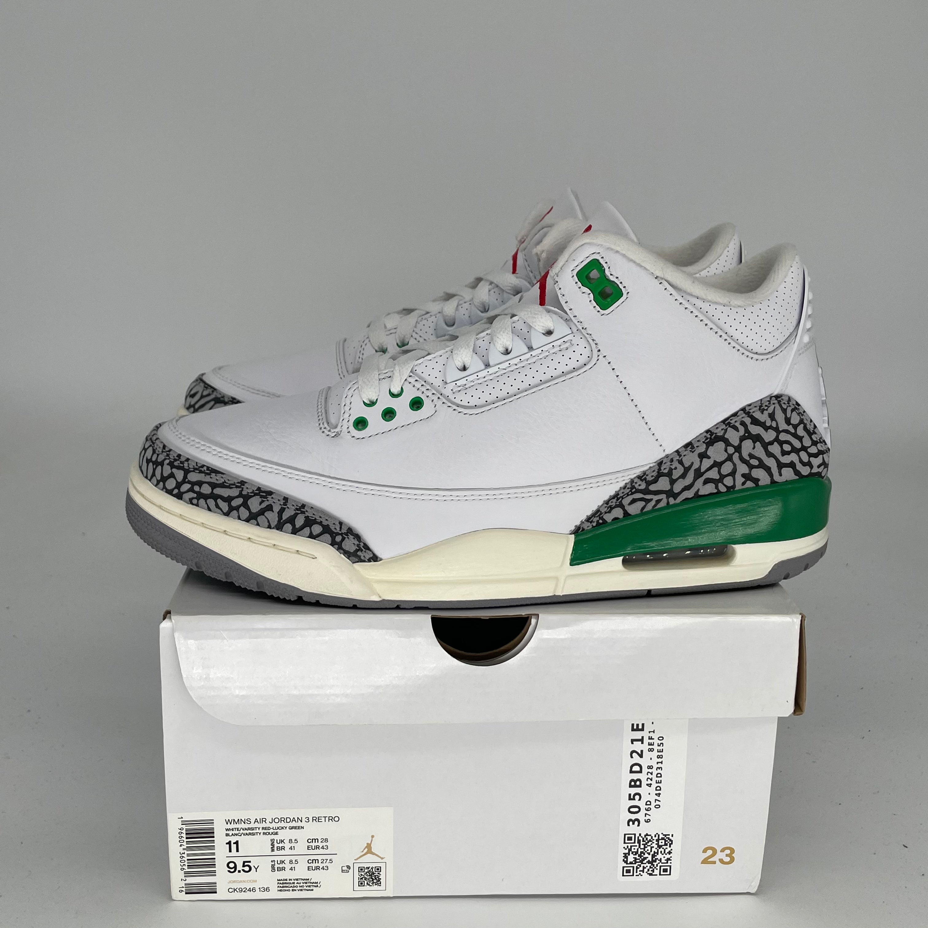 AIR JORDAN 3 Lucky Green Women's Sneakers - Size 9.5/11W (CK9246-136) - Retro Basketball Shoes for Women, Casual Streetwear & Gym Workouts