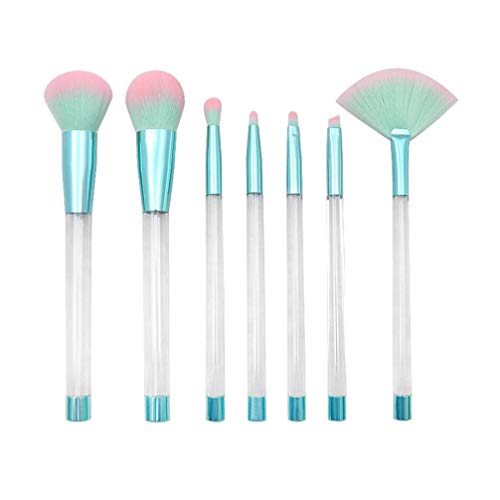 OSALADI 7-Piece Makeup Brush Set - Transparent Crystal Handle Cosmetic Brushes for Foundation, Eyeshadow, Blending & Blush | DIY Sand Filling Design | Perfect for Professional Makeup Artists & Beginners (Color 2 Crystal Set) | Ideal for Home, Travel & Salon Use