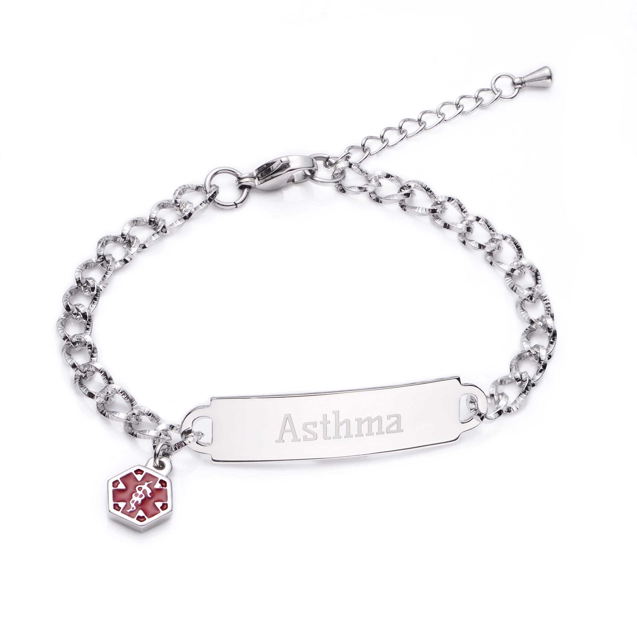 LinnaLove Shining Diamond-Cut Medical Alert ID Bracelet for Women - Stylish & Functional Safety Jewelry for Everyday Wear, Travel & Emergency Situations