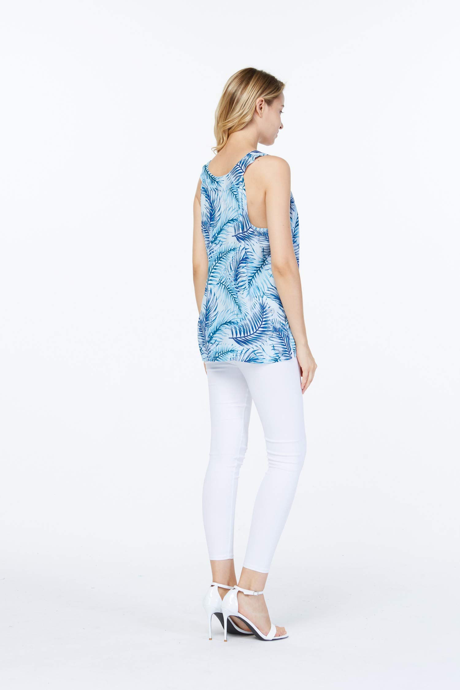 Hawaiian Hangover Women's Floral Tank Top - Simply Blue Leaf Print | Beach Vacation, Summer Party & Casual Wear