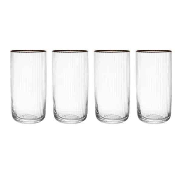 Premium Mikasa Sorrento 4-Piece Crystal Highball Glass Set - 17oz (510ml) Elegant Drinking Glasses for Cocktails, Whiskey, Iced Tea & Entertaining at Home