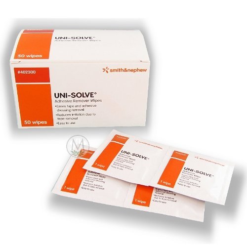Smith & Nephew Uni-Solve Adhesive Remover Wipes - Pack of 50 | Gentle Medical-Grade Adhesive Remover for Bandages & Tapes | First Aid, Wound Care & Post-Surgical Use