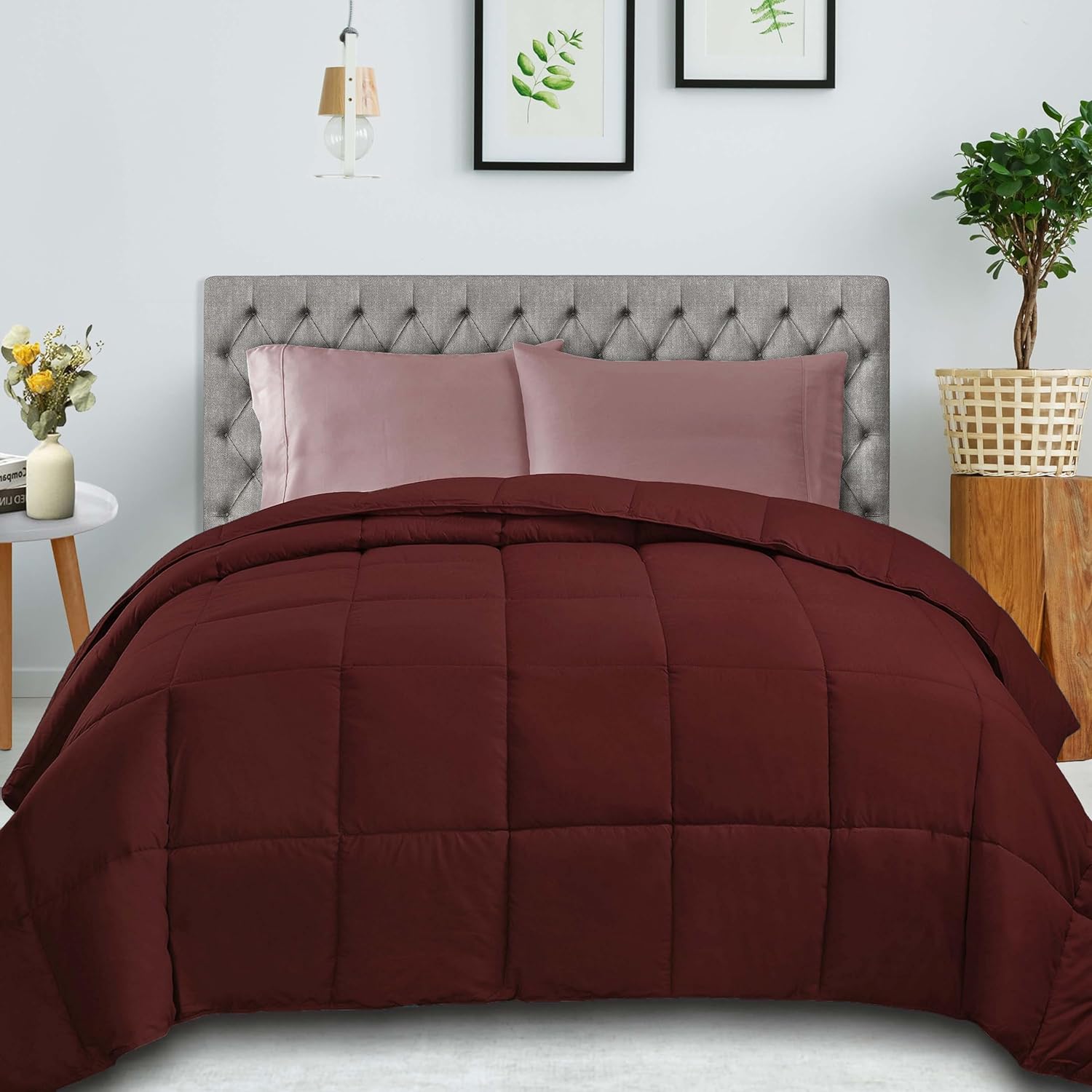 All-Season Reversible Down Alternative Comforter - Lightweight & Hypoallergenic Bedding for Year-Round Comfort - Perfect for Master Bedroom, Guest Room & Dorm Use