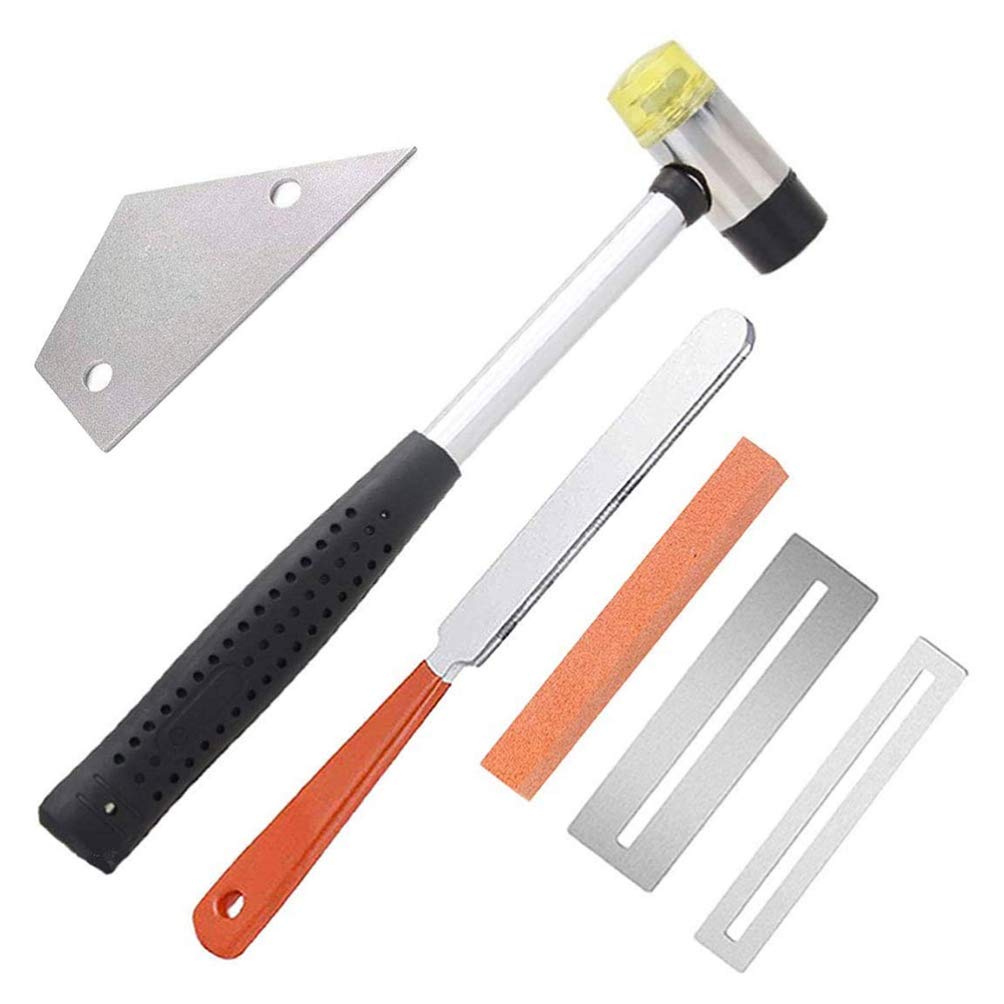 Professional Guitar Luthier Tool Kit - Double-Headed Fret Crowning File, Fret Wire, Rubber Hammer & Fingerboard Guards for Guitar Repair & Maintenance | Perfect for DIY Guitar Setup, Fret Leveling & Instrument Care