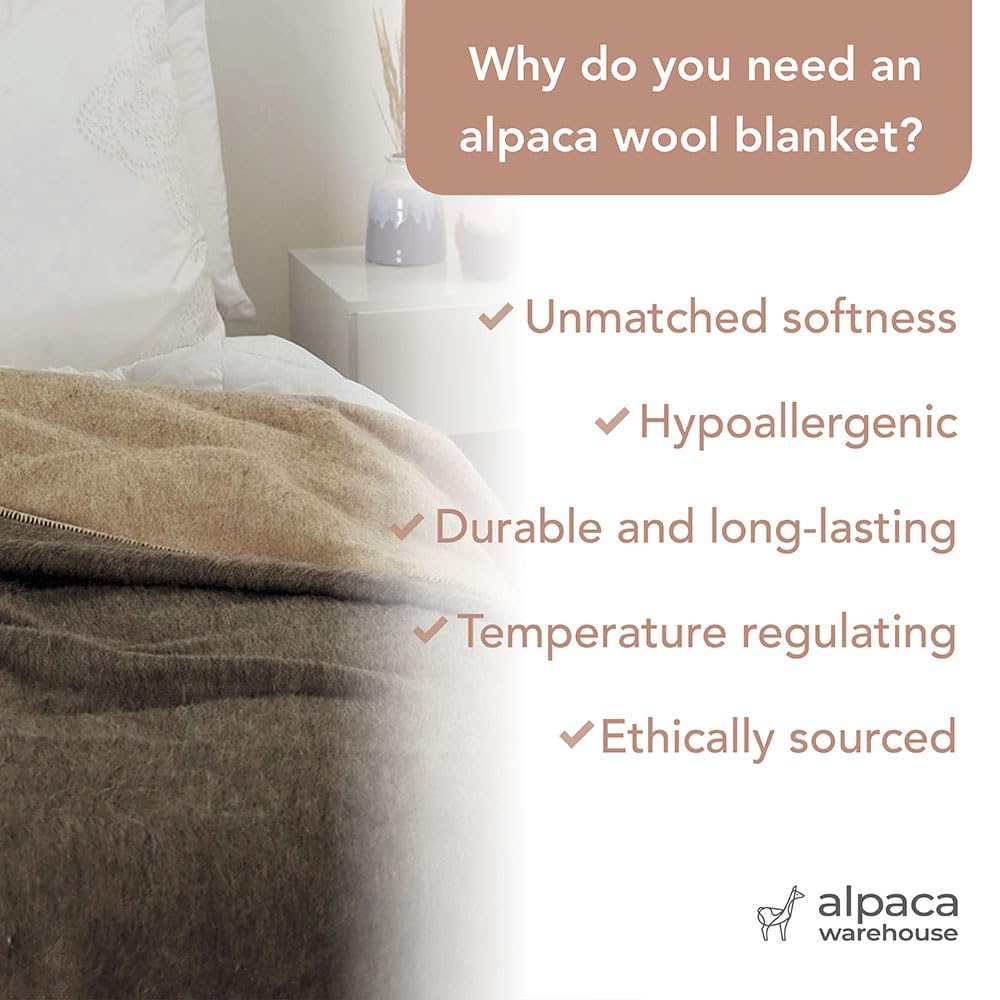 Premium Thick Alpaca Wool Blanket - Heavyweight Warm Winter Blanket for Camping, Hiking & Home Use | Ultra Soft Peruvian Alpaca Throw for Bed, Couch & Outdoor Adventures (Dark Gray/Soft Gray, King Size)