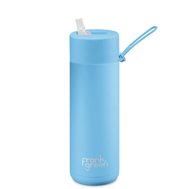 Frank Green 20oz (595ml) Ceramic Reusable Water Bottle with Straw Lid - Eco-Friendly, Leak-Proof & Insulated for Gym, Office & Outdoor Activities