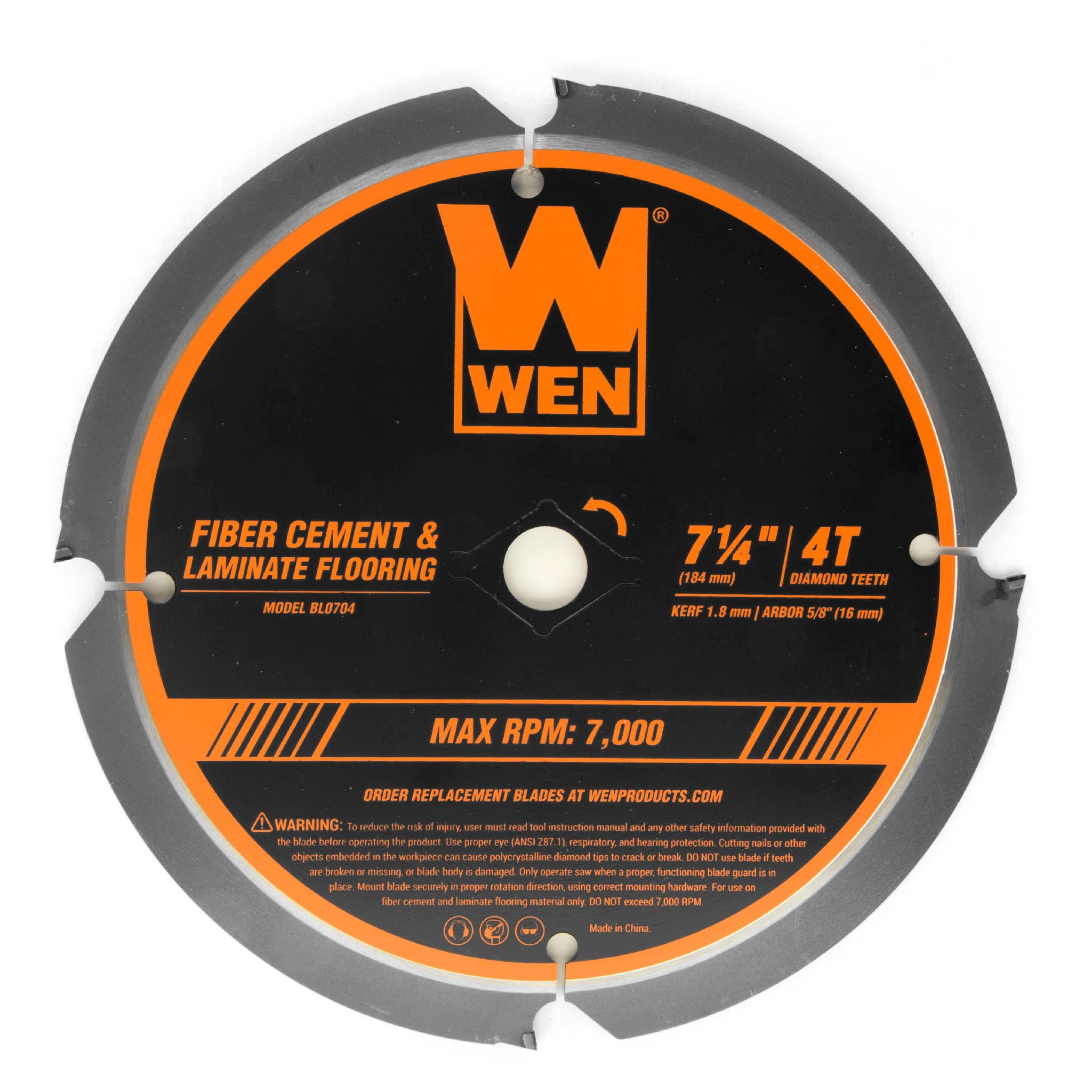 WEN BL0704 7 1/4 Inch 4-Tooth PCD Diamond Circular Saw Blade - Professional Cutting Tool for Fiber Cement, Laminate Flooring & Hard Materials - Perfect for Flooring Installation, Construction & DIY Projects