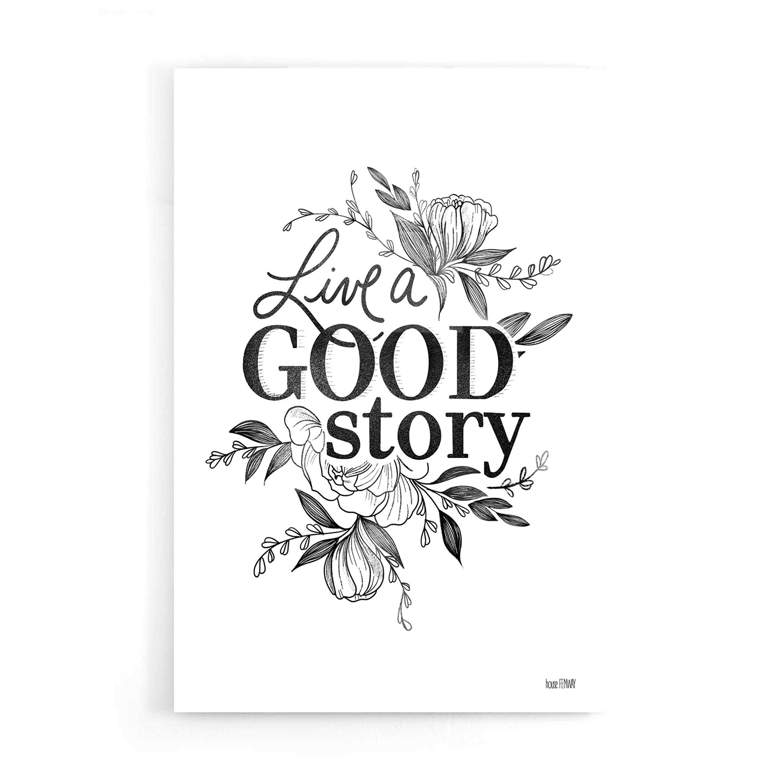 House Fenway 'Live a Good Story' Acrylic Glass Wall Art - 16x24 Inches Inspirational Home Decor for Living Room, Bedroom & Office