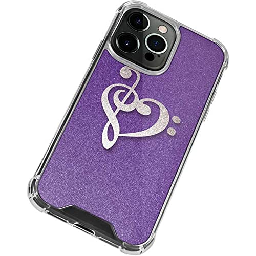 Skinit Clear Phone Case for iPhone 13 Pro Max - Purple Glitter Musical Heart Design Protective Cover | Slim Shockproof Case for Women Girls | Perfect for Everyday Use, Parties & Gift Giving