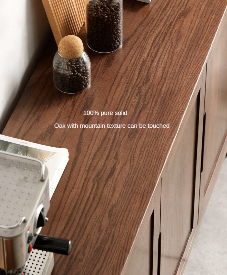 Oak Solid Wood Nordic Sideboard - Modern Scandinavian Buffet Cabinet for Dining Room & Living Room Storage