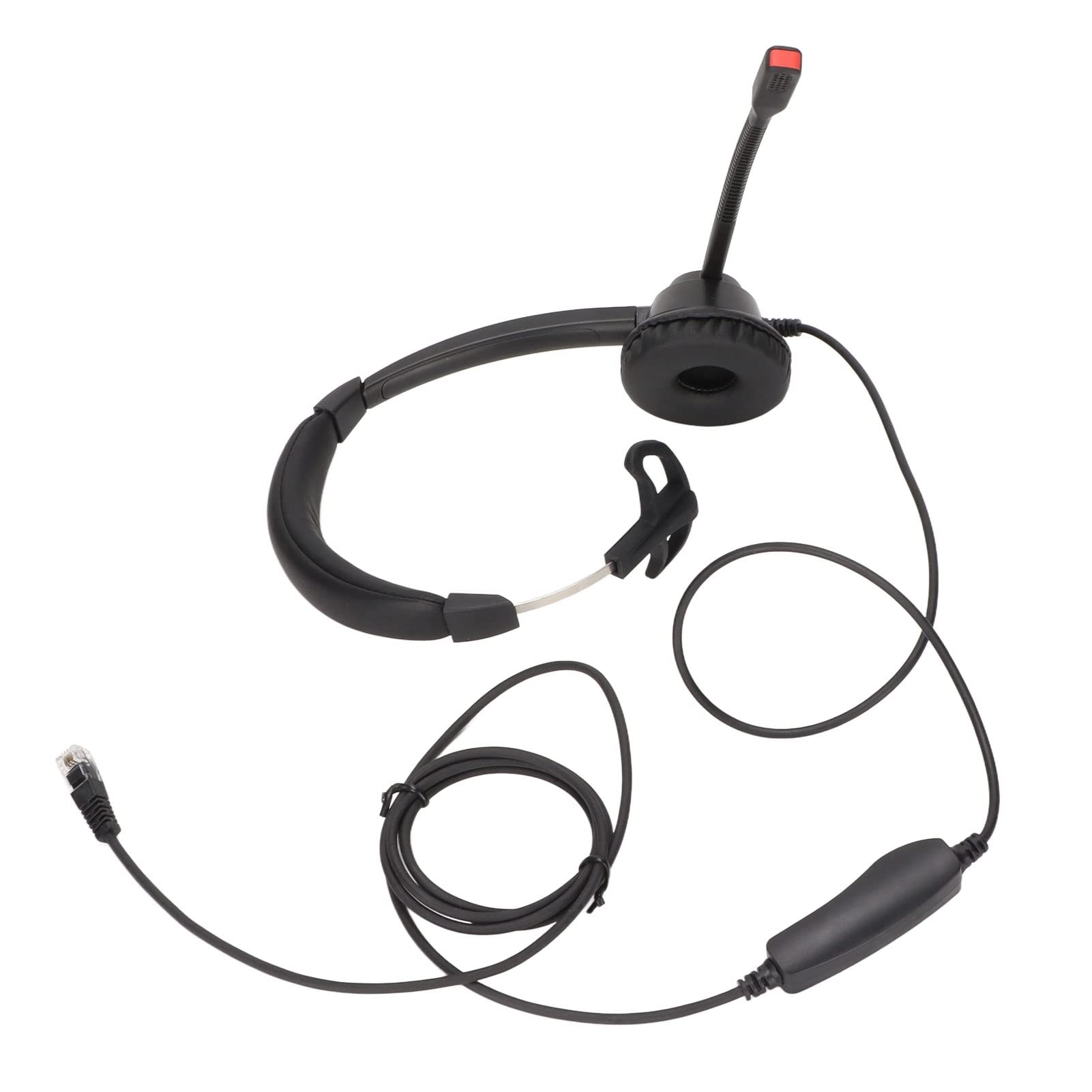 Minifinker Monaural Telephone Headset - Plug & Play H390-RJ9-MV Computer Headset for Call Centers | Noise-Canceling Office Headset for Customer Service, Telemarketing & Remote Work